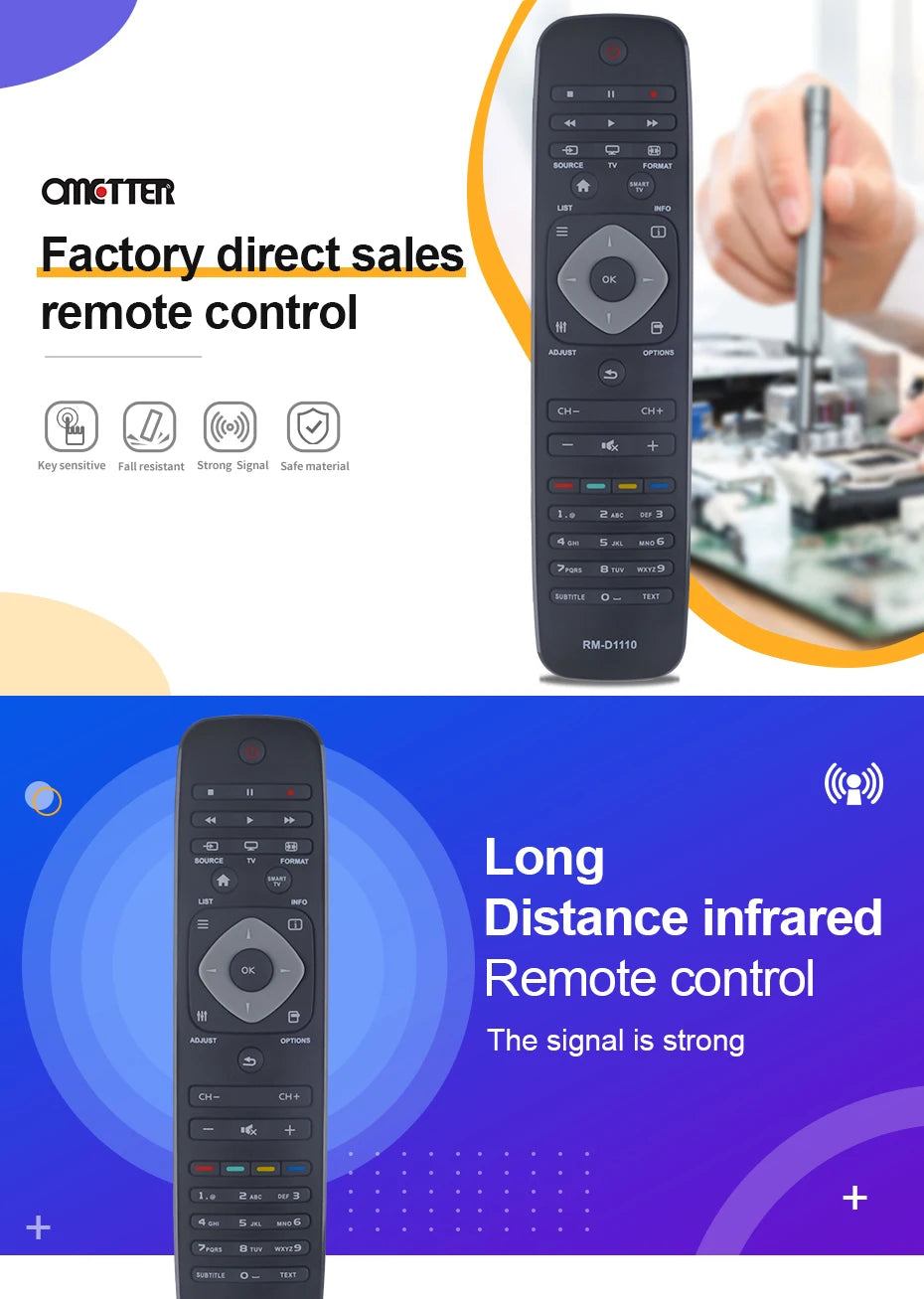 RM-D1110 Remote Control for Philips LCD HDTV 242254990467 YKF309-001 32PFL5007H 32PFL5007K