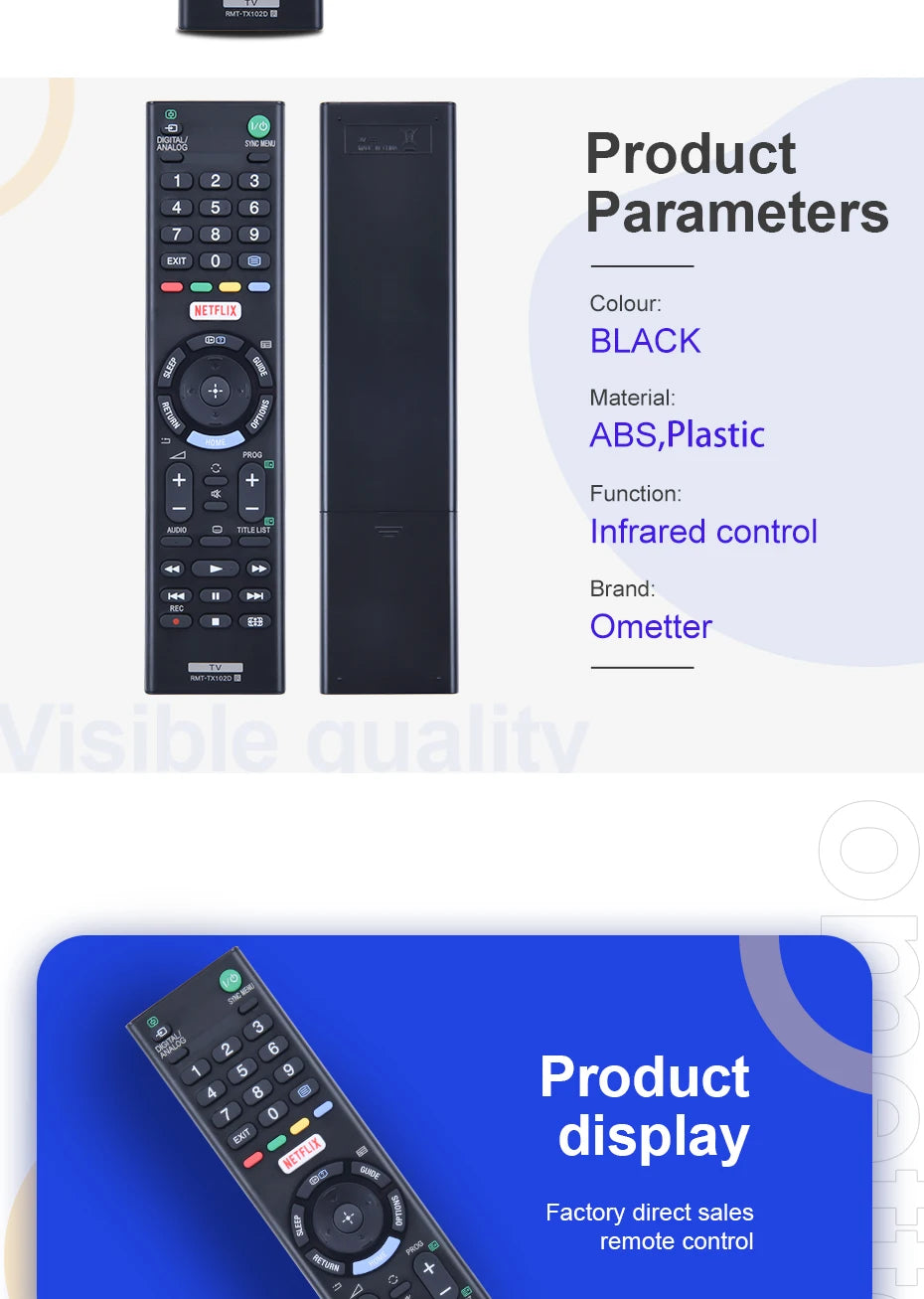 Suitable for Sony TV Remote Control RMT-TX102D RMTTX102D RMT-TX101D RMT-TX100D KDL-32R500C KDL-40R550C KDL-48R550C