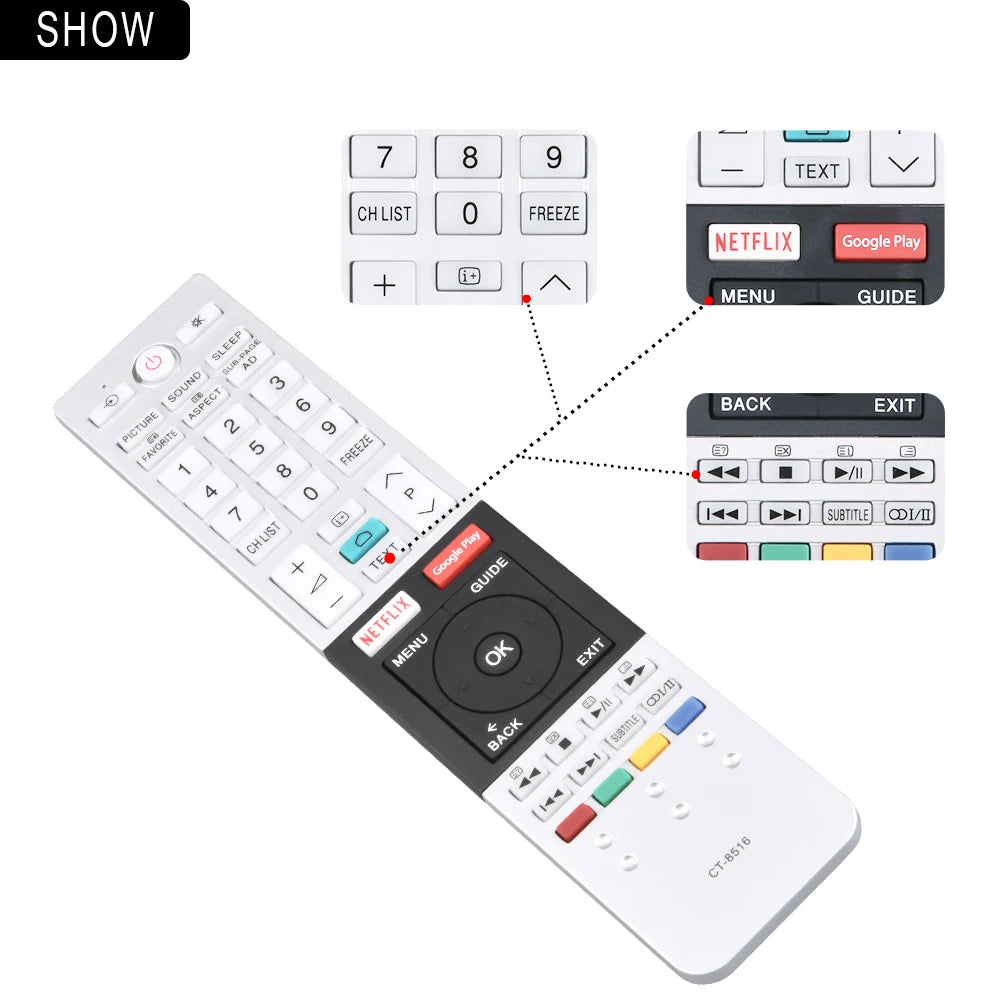 Toshiba TV 3D Remote control CT-8516 original model 49U7750VE 55u7750 65u7750vn 75u7750 49u7750 43u7750ve