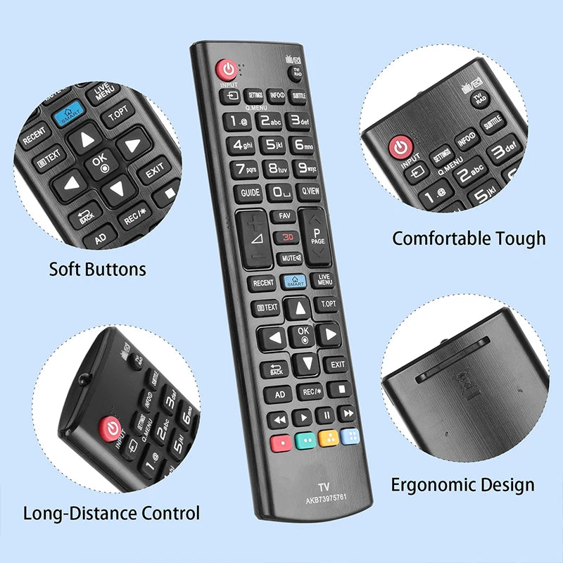 Replacement Remote Control for LG Smart TVs - Compatible with Model AKB73975761 and TVs: 32LB650V, 42LB670V, 42LB671V, 42LB679V, 42LB700V, 42LB730V, 42LB731V, 47LB670V, 47LB671V