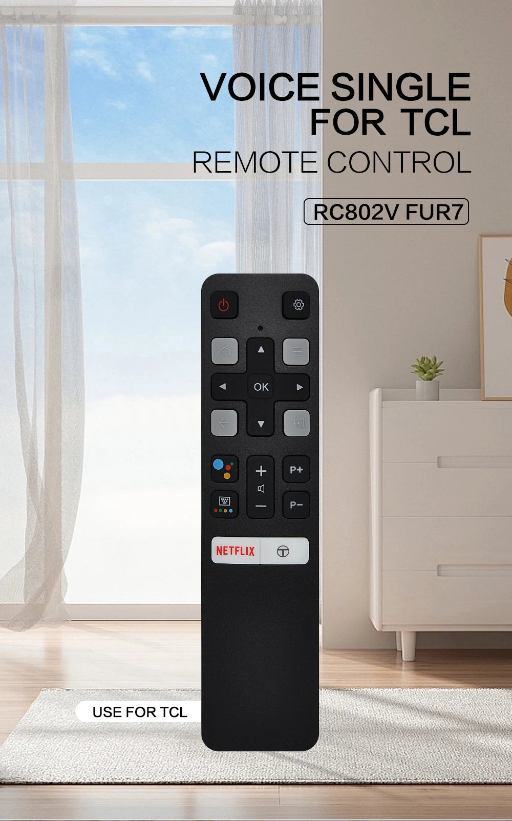 RC802V FUR7 Voice TV Remote Control For TCL TV Smart LED LCD TV