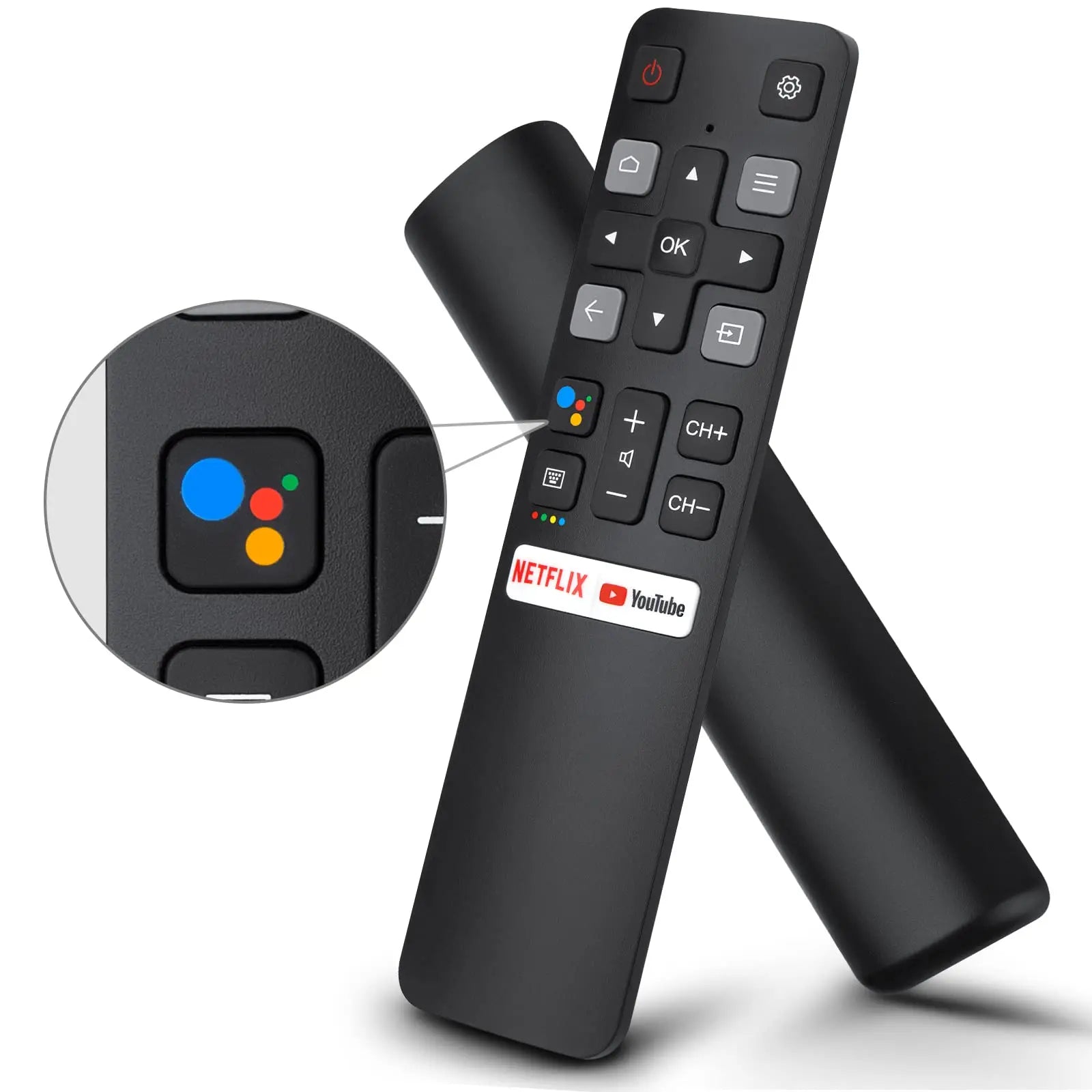 Bluetooth Voice Remote Control  for TCL Android,RC802V 65P8S Compatible with Google Assistant for TCL 55C715 Smart TV