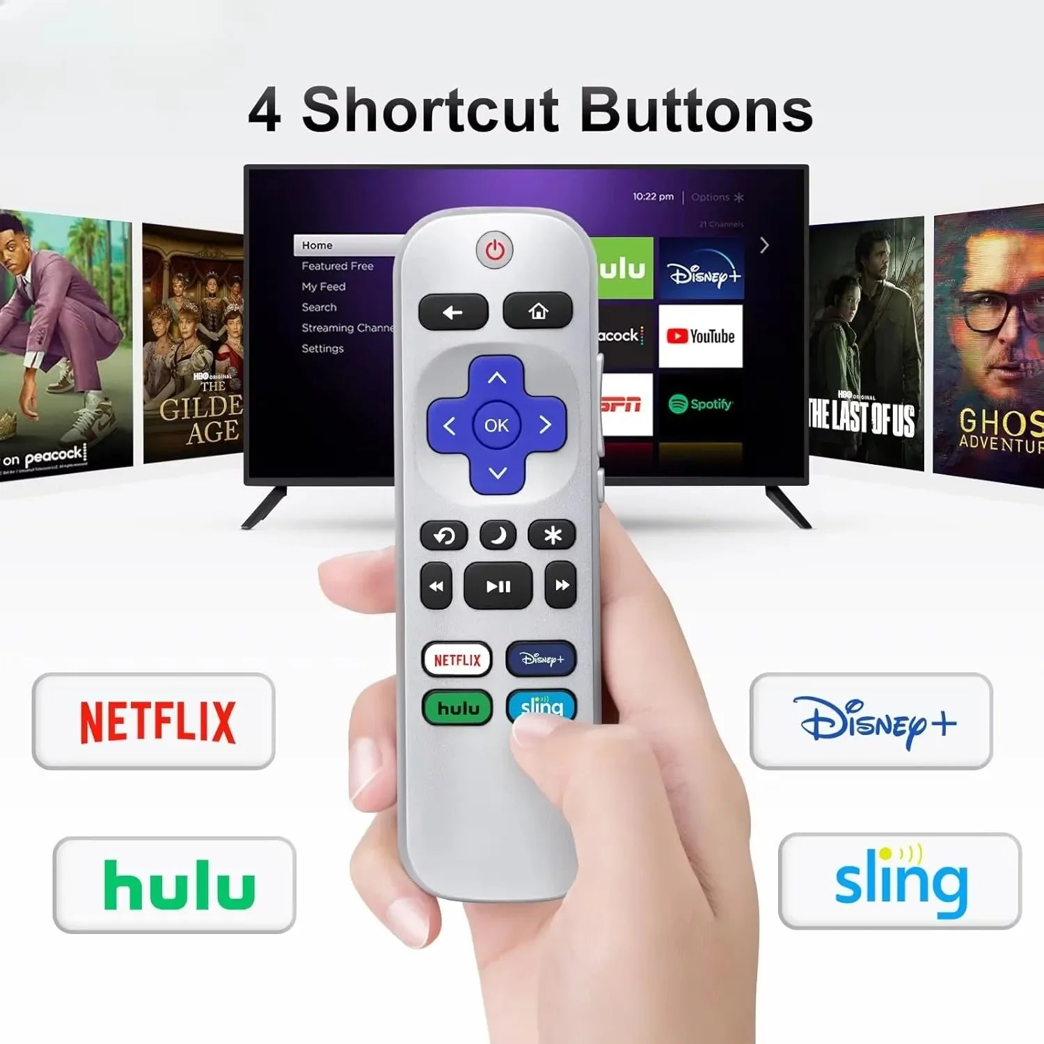 YP Infrared Remote Control for Roku TV Compatible with TCL/Onn/Hisense/Philips/Westinghouse/Sharp/Insignia/Element/JVC Smart TVs