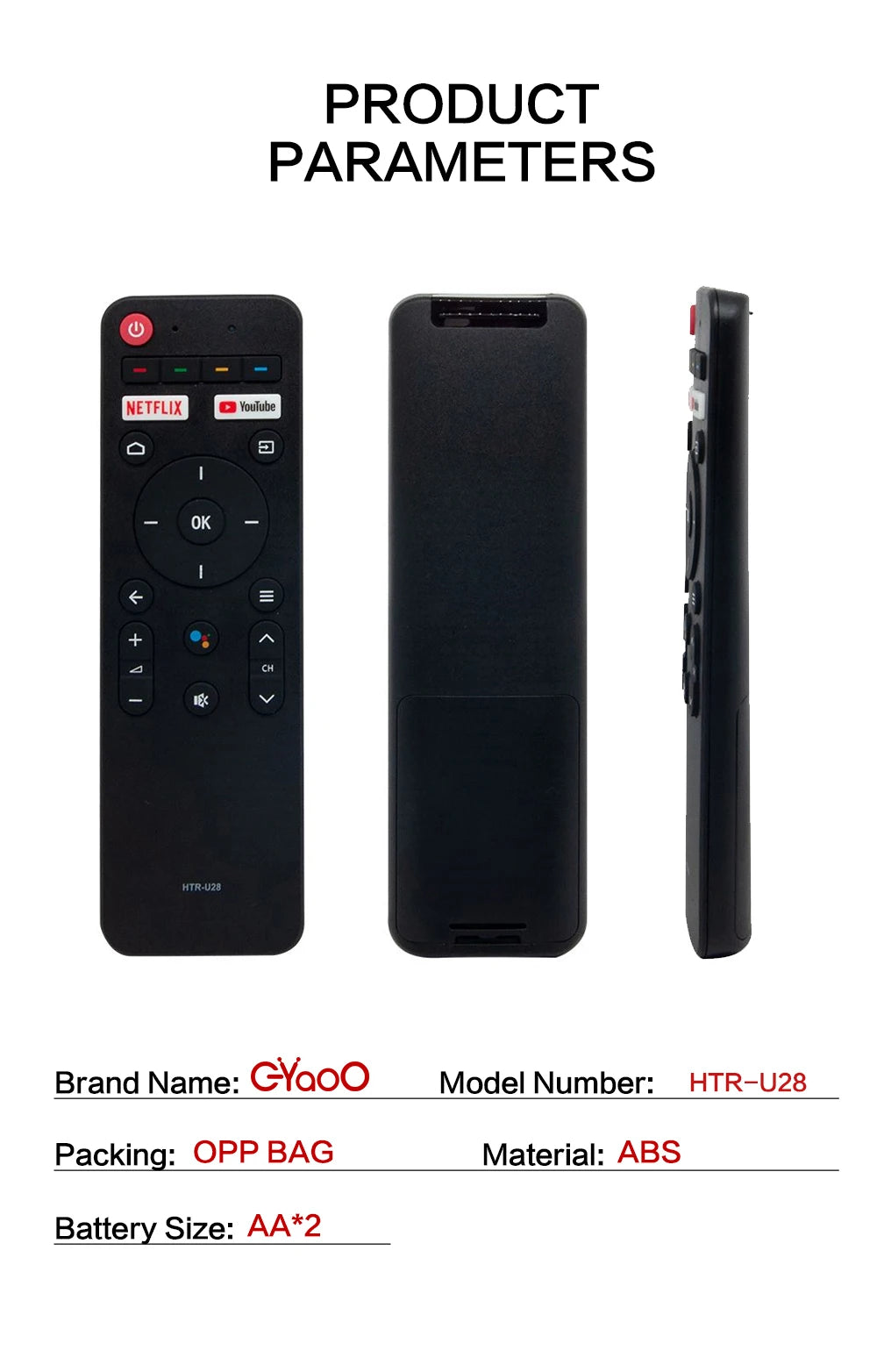 HTR-U28 Voice TV Remote Control Replace For Haier HTR-U28 H50S6UG H55S6UG H65S6UG 4K UHD Smart Android TV Remoto Control