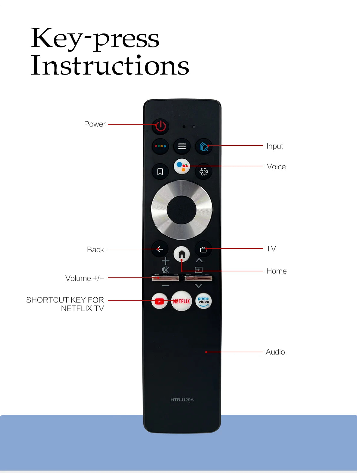 HTR-U29R Voice Wireless Remote Control for Haier Smart TVs: Compatible with H50K6UG, H55K6UG, H65K6UG, BX2, and DX Models