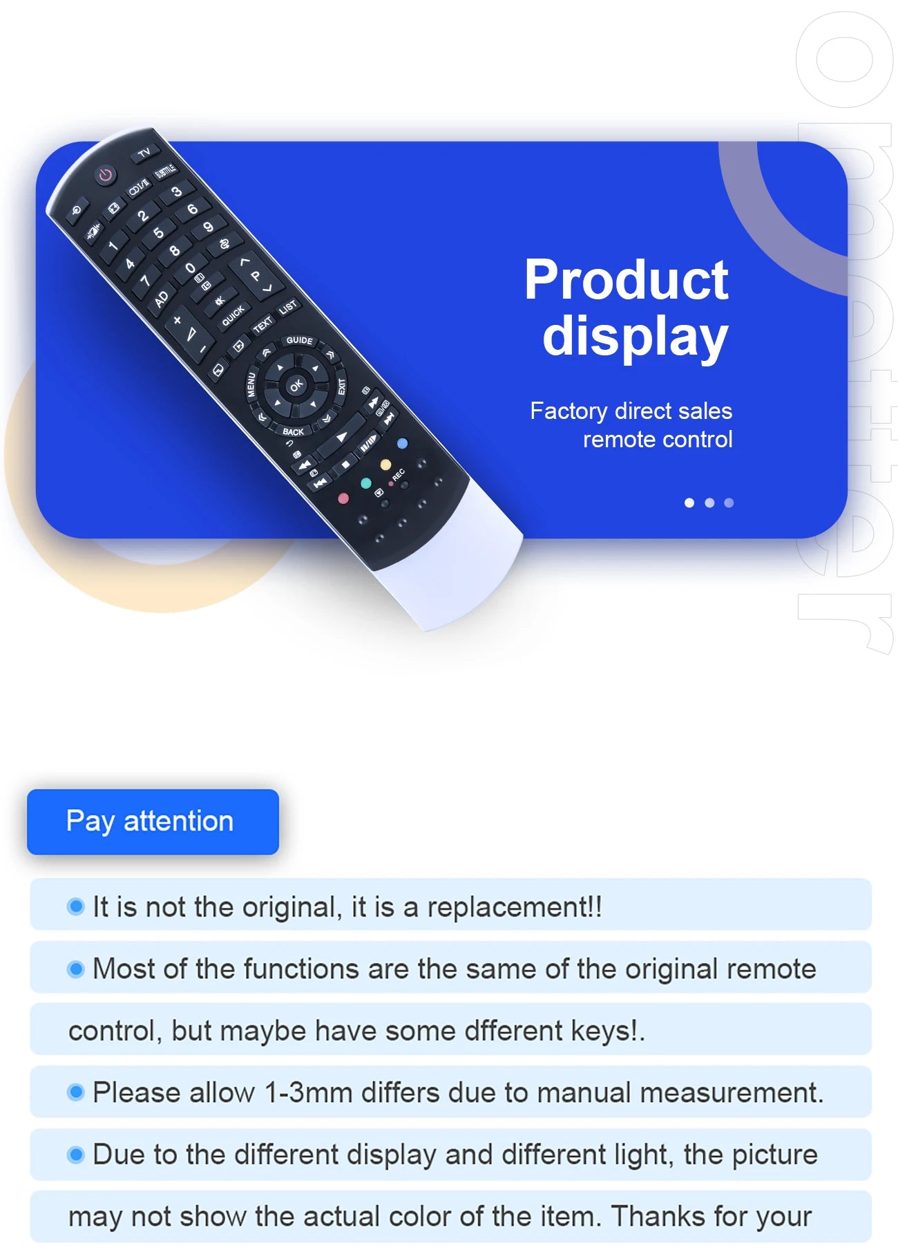 Toshiba Smart TV Remote Control CT-90366 CT-90404 CT-90405 CT-90368 CT-90369 CT-90395 CT-90408 90367 90388 32RL953 40TL938