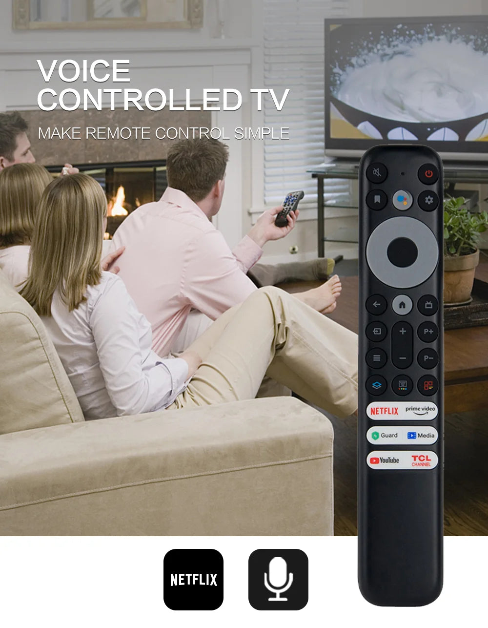 RC902V FMR1 Voice TV Remote Control For TCL 5 series 4K Qled 8K Smart TV 65S546 55R646