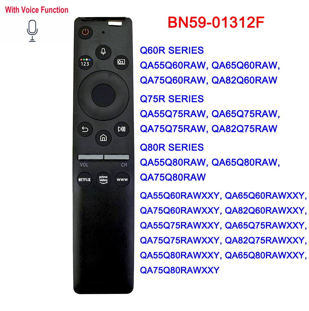 Original/Copy Voice Remote Control for Samsung Smart TVs Compatible with Models: BN59-01265A, BN59-01266A, BN59-01298C, BN59-01298G, BN59-01312B, BN59-01312F