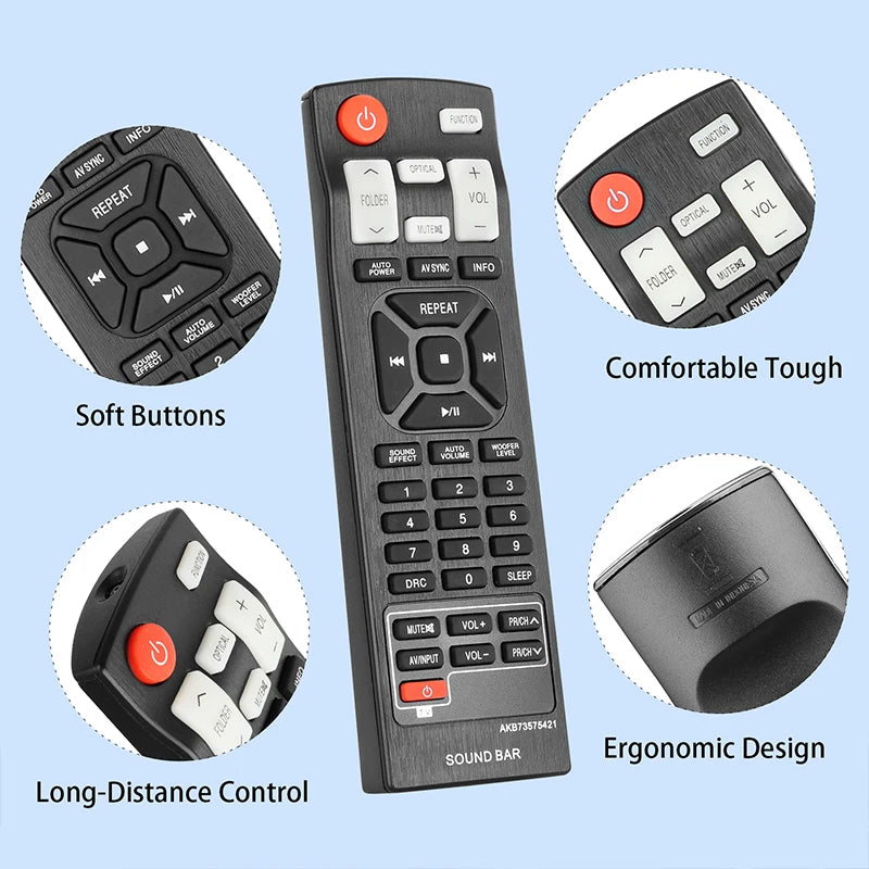 AKB73575421 Replacement Remote Control for LG Soundbars - Compatible with Models: NB421, NB2420A, NB2430, NB3530, NB3530A, NB3540, NB3730A, NB4530, NB4530A, NB4530B, NB4532B