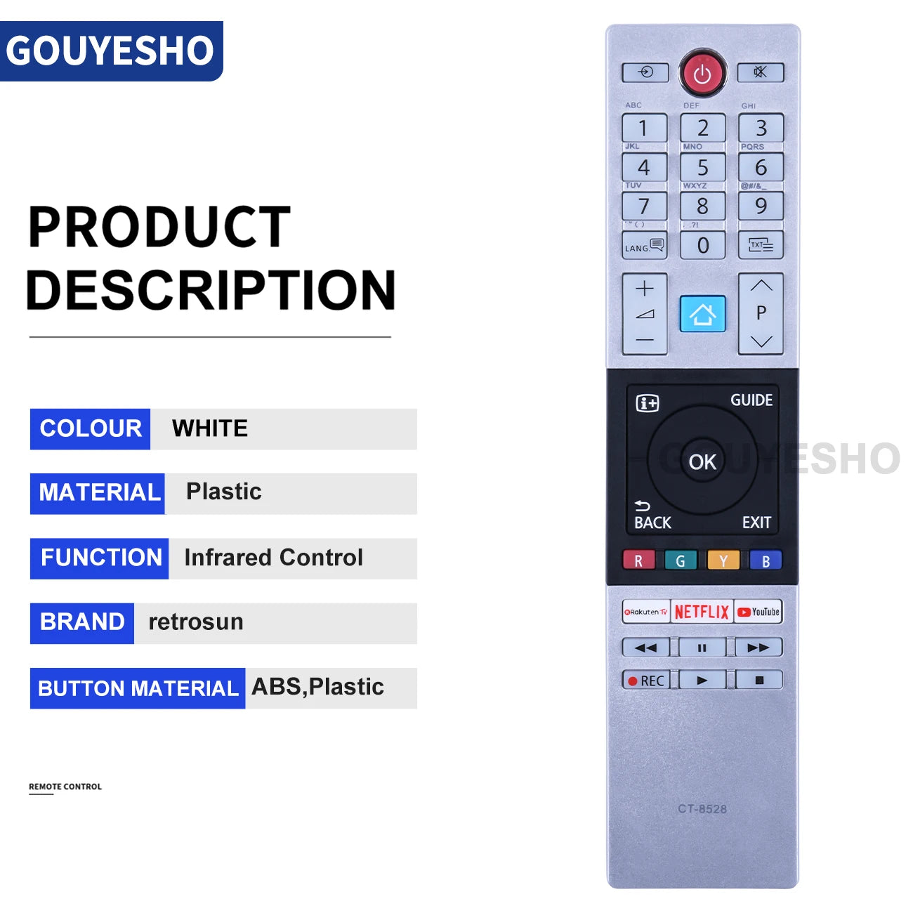 CT-8528 for Toshiba TV Remote Control 65U6863DG 32L3866DG 24W3863DA 43V5863DB 49V5863DB 55V5863DB 58L7350U 65L9300 84L9300