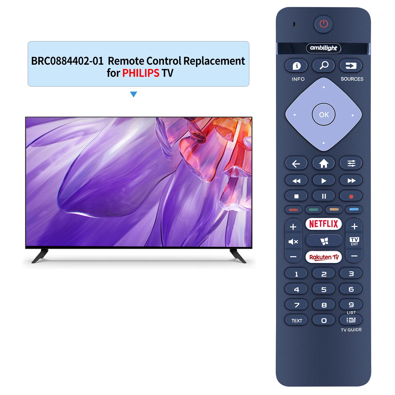 BRC0884402/01 Remote Control for Philips Ambilight 4K Smart LED TVs