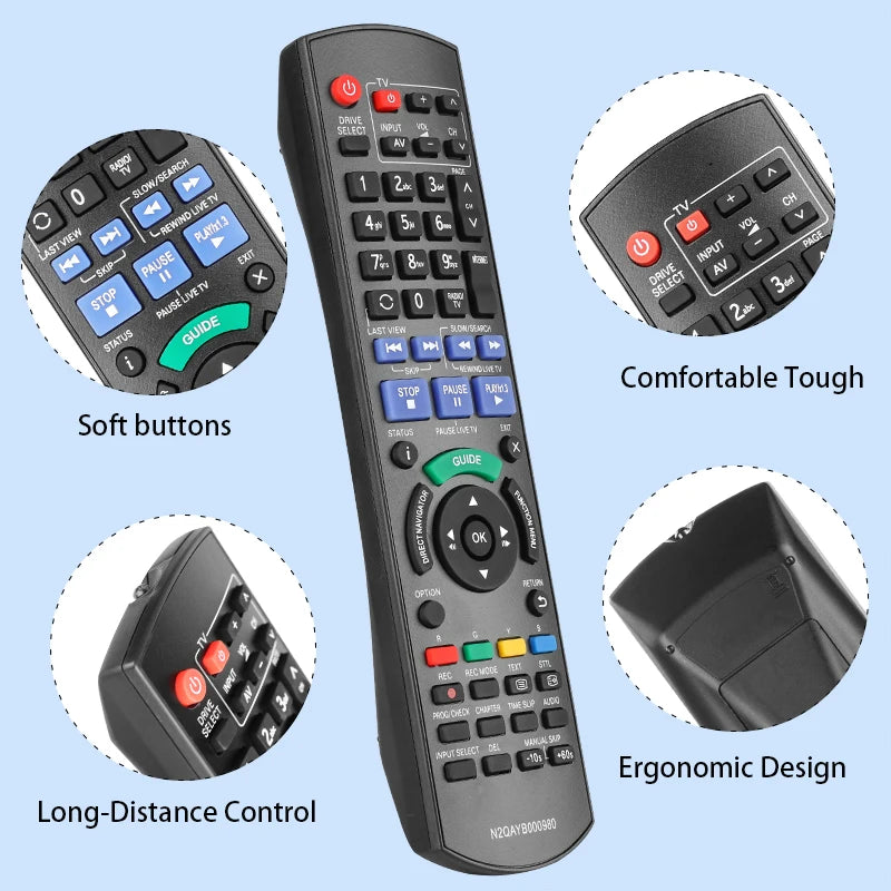 N2QAYB000980 Remote Control For Panasonic DVD Recorder DMR-XW440 DMR-XW440GL DMR-XW440GLK DMRXW440 DMRXW440GL DMRXW440GLK