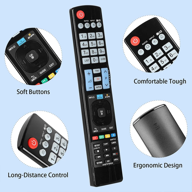 Replacement Remote Control for LG TVs - Compatible with Model AKB73756502 and TVs: 32LB57, 32LA620, 32LA660, 42LA620, 42LA640, 42LA641, 47LA620, 47LA640, 50LA690, 55LA620, 55LA640