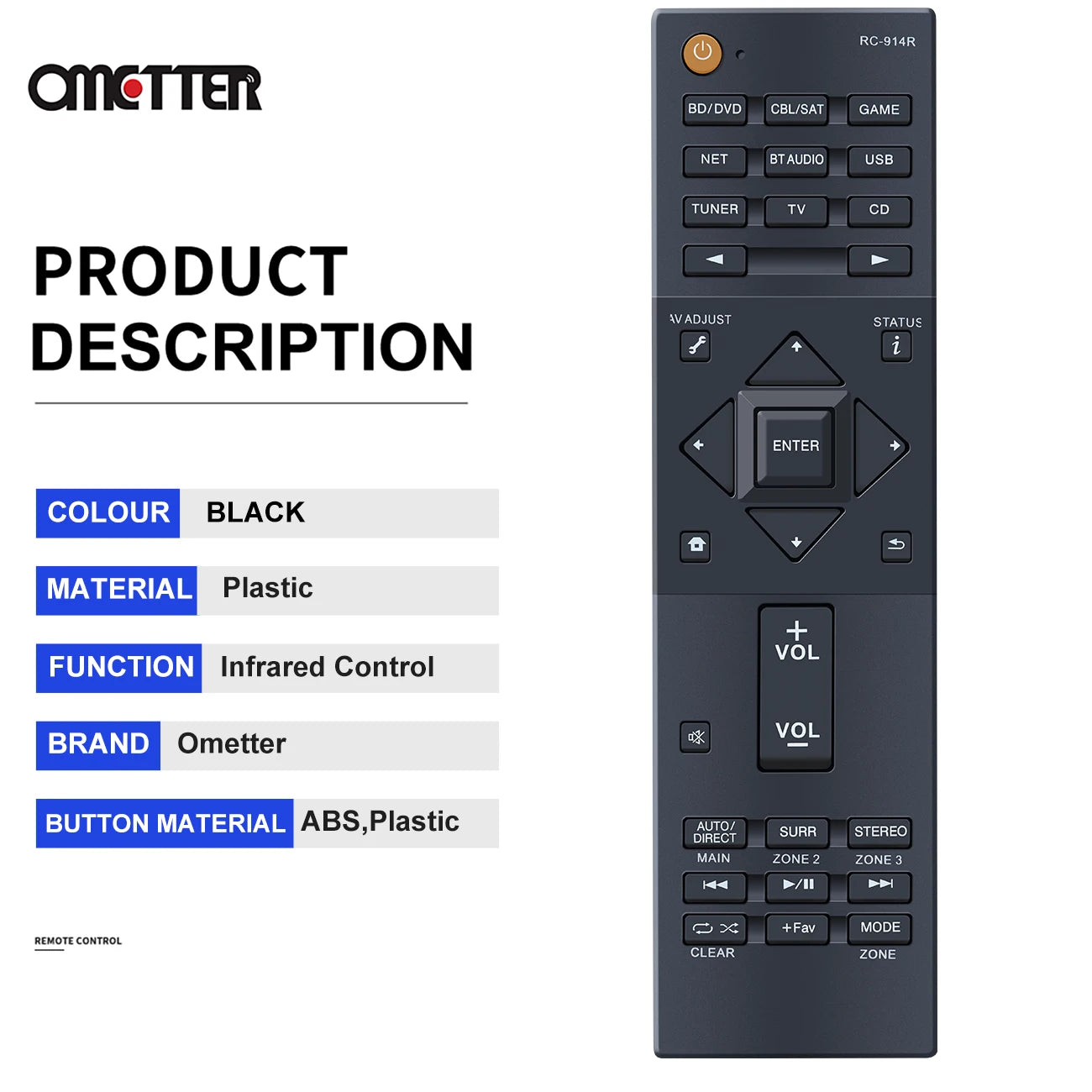 RC-914R Remote Control Applicable for Pioneer AV Receiver VSX-1131 VSX-LX301 VSX-1131B VSX-831 VSX-LX101 SC-LX502 VSX-LX302