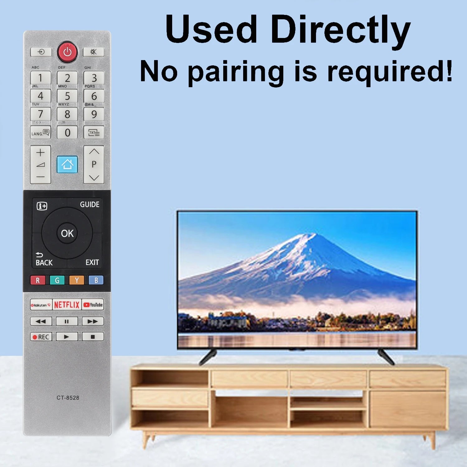 CT-8528 CT8528 Remote Control Compatible With Toshiba TV 24D2863DB 24D3863DB Replacement Controller With Netflix YouTube Rakuten