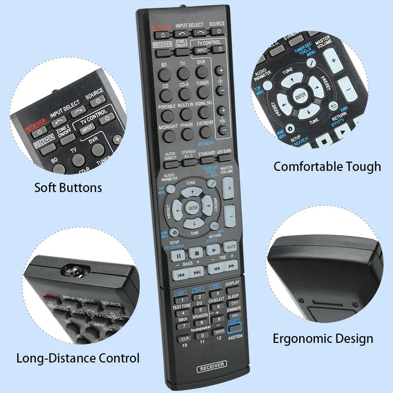 AXD7534 Remote Control For Pioneer AV Receiver VSX-521 VSX-822 VSX-1020 VSX-1022 VSX-1024 VSX-319V VSX-519V VSX-521-K VSX-527-K