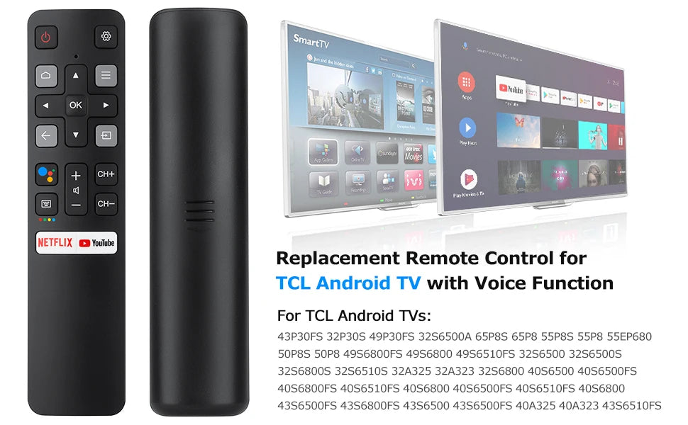 Bluetooth Voice Remote Control  for TCL Android,RC802V 65P8S Compatible with Google Assistant for TCL 55C715 Smart TV