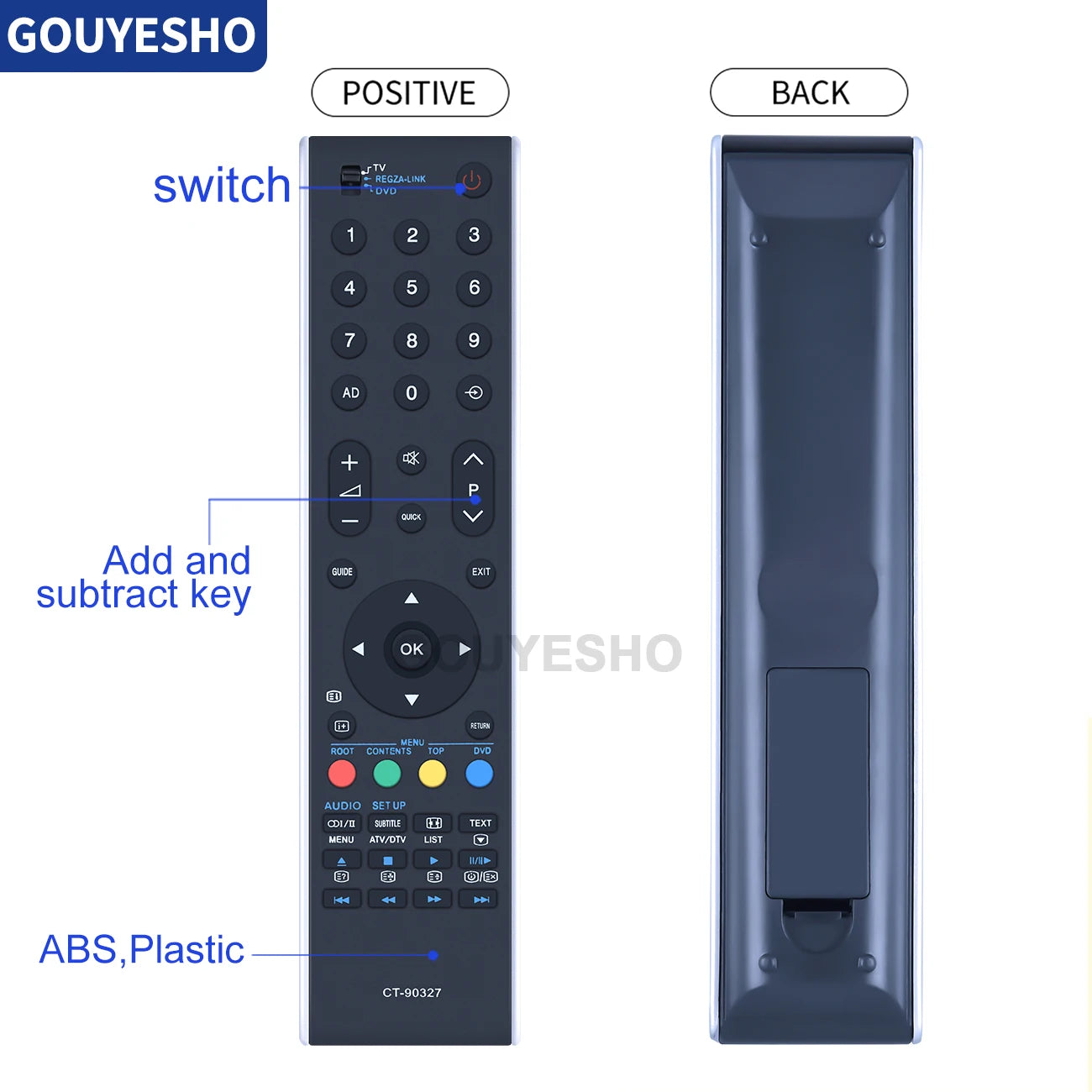 New CT-90327 Replace Remote for Toshiba TV CT-90307 CT-90287 CT90273 CT90274 CT90288 CT-9995 865 CT-90273 CT-90296