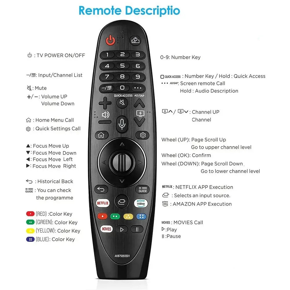 Replacement Magic Remote Control for LG Smart TVs (2017-2020 Models) - Compatible with UHD, OLED, QNED, NanoCell TVs - Includes Pointer and Voice Function