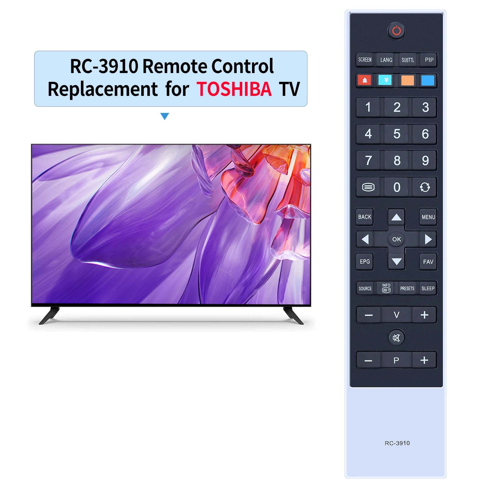 RC-3910 TV Remote Control for Toshiba Model