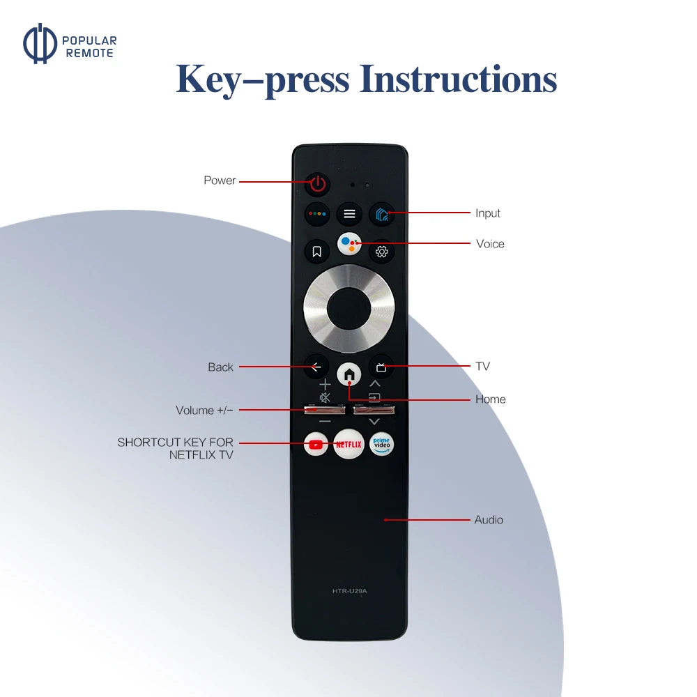 HTR-U29R Voice Wireless Remote Control for Haier Smart TVs: Compatible with H50K6UG, H55K6UG, H65K6UG, BX2, and DX Models