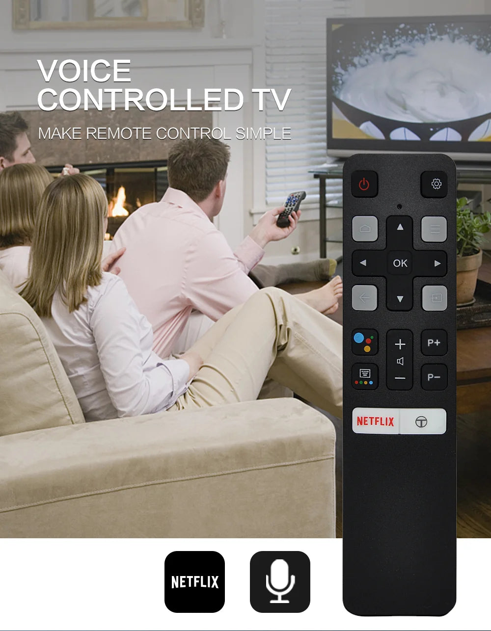 RC802V FUR7 Voice TV Remote Control For TCL TV Smart LED LCD TV