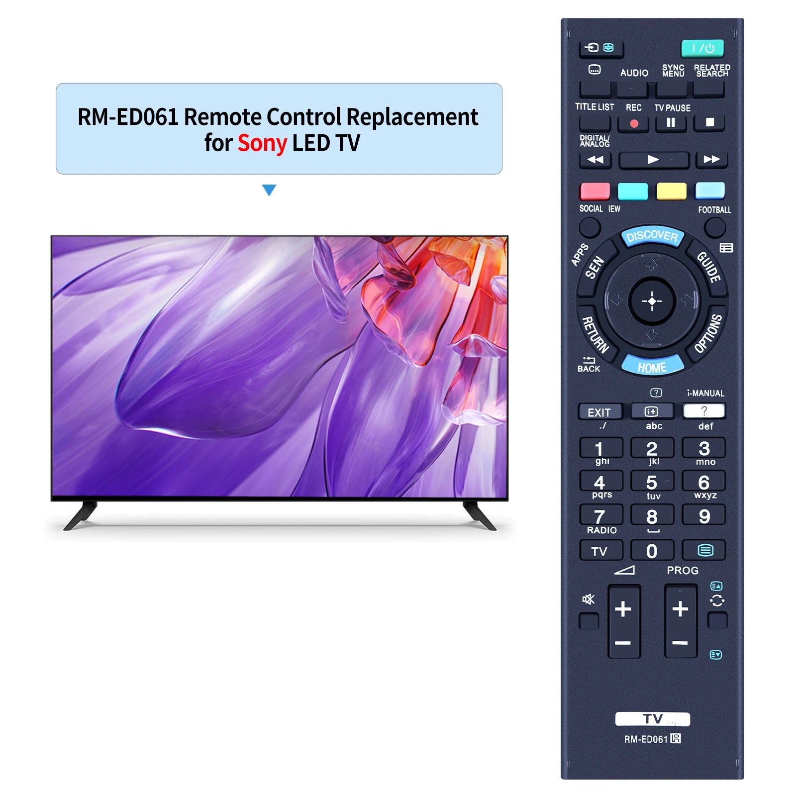 RM-ED061 Remote Control For Sony TV KD-49X8505B KD-55X8505B KD-55X9005B KD-65X8505B KD-65X9005B KD-70X8505B KD-65S9005B