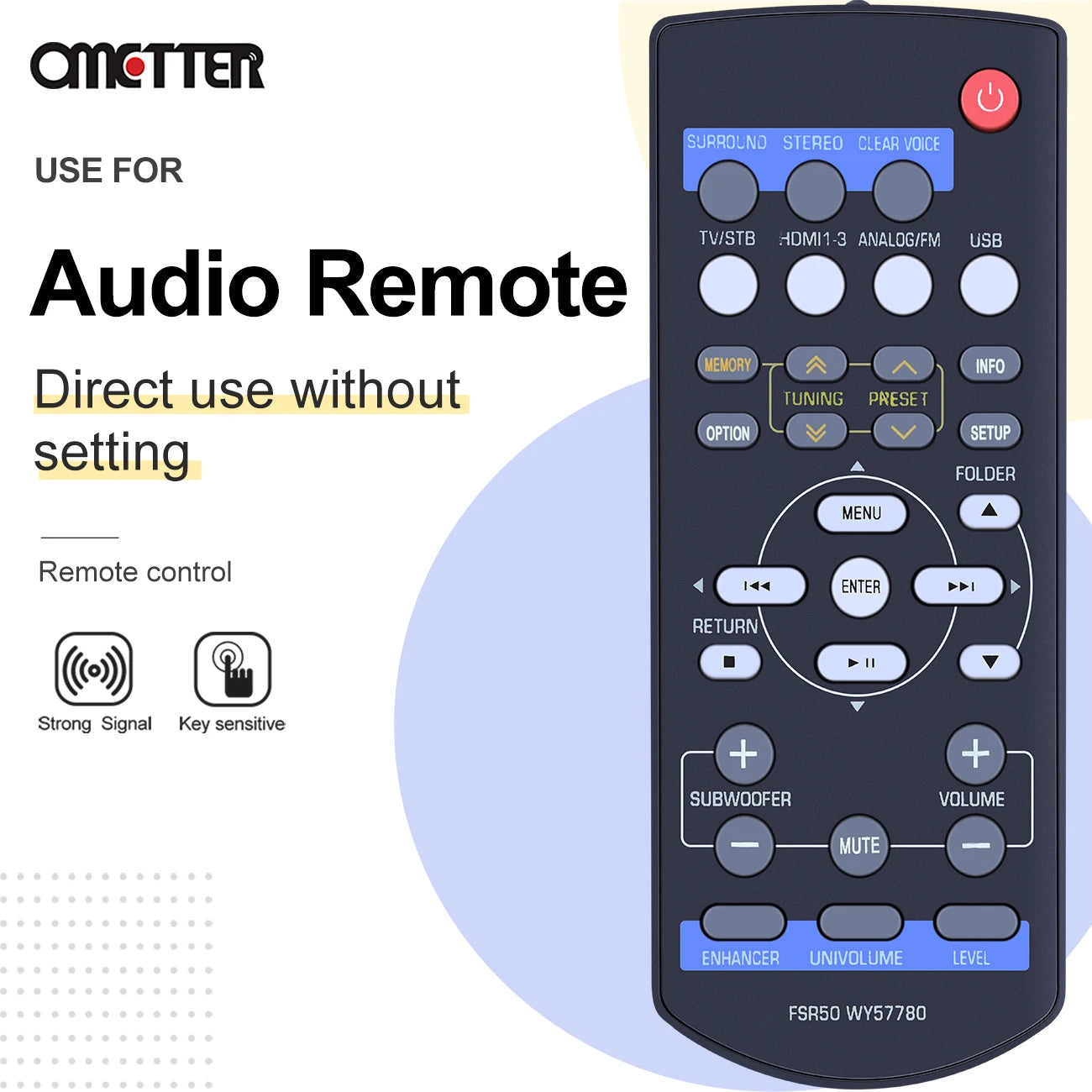 FSR50 WY57780 Remote Control Applicable for Yamaha Soundbar YHT-S401 YHT-S401BL SR-301 NS-BR301 YHTS401 YHTS401BL SR301 NSBR301