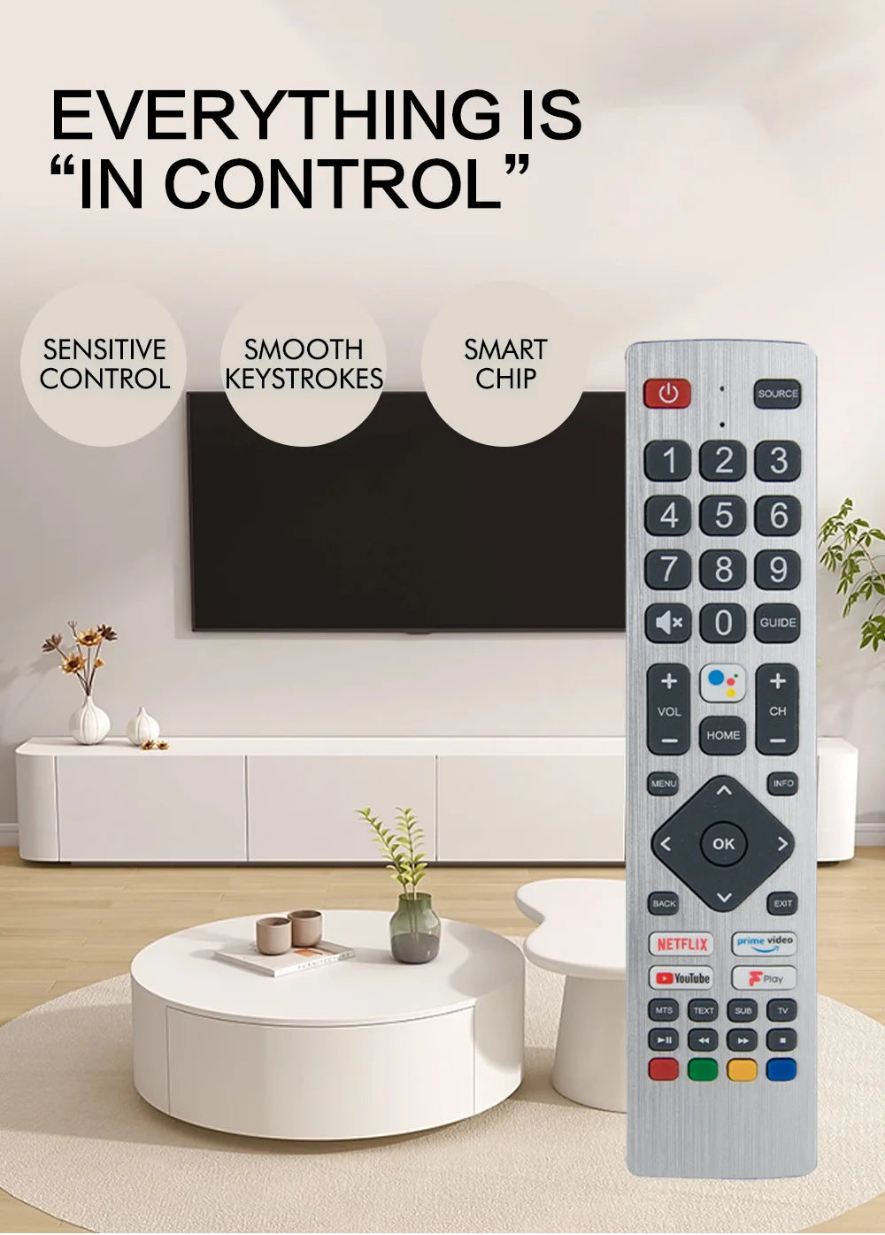 Voice TV Remote Control For Sharp AQUOS Netflix Prime YouTube F-Play Smart TV with Voice Funtion SHW/RMC/0134