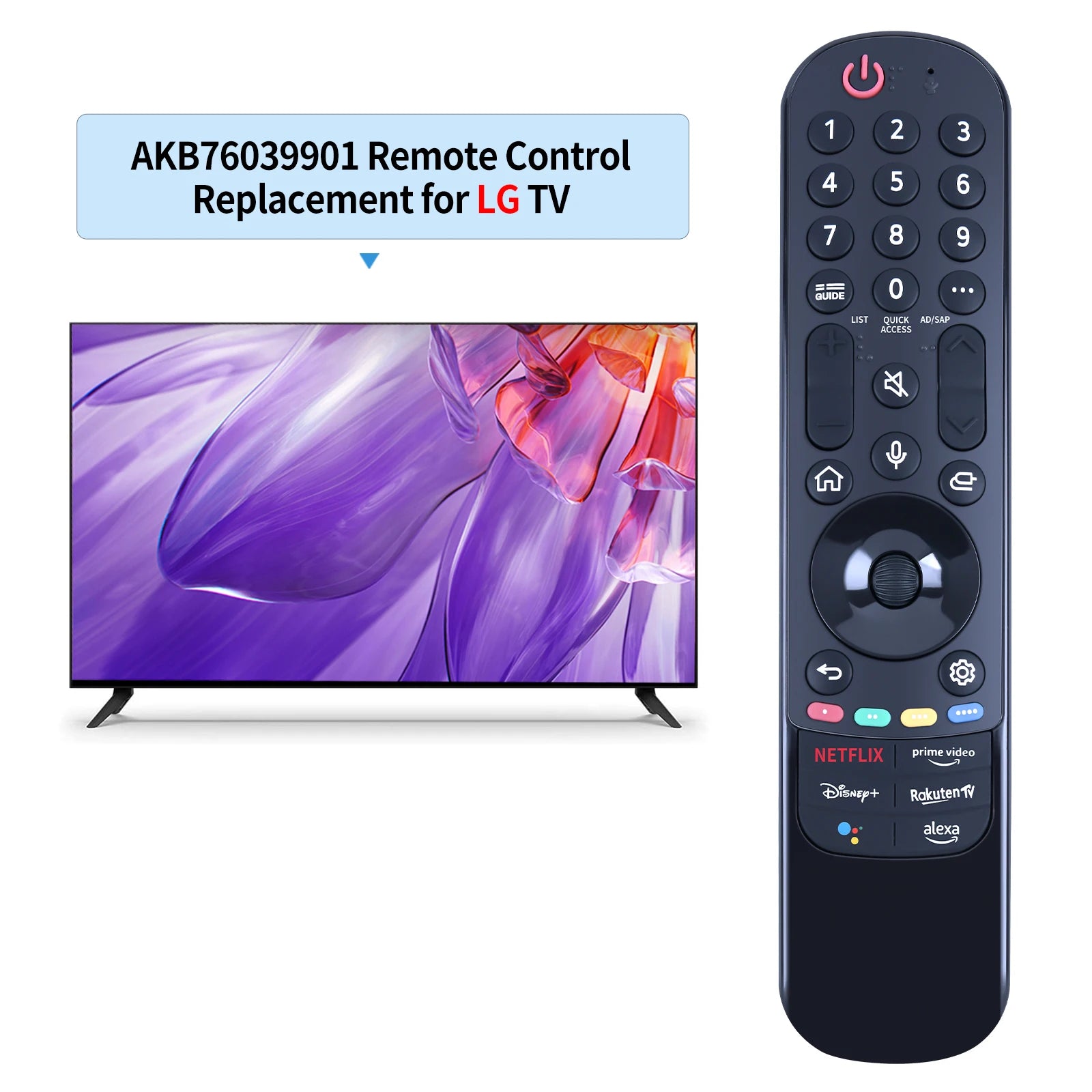 AKB76039901 / MR22GA / MR22GN Replacement Remote for LG Smart TVs (2022 Models) - Compatible with OLED, QNED, NanoCell, UHD, 4K, 8K TVs (No Pointer/Voice Function)