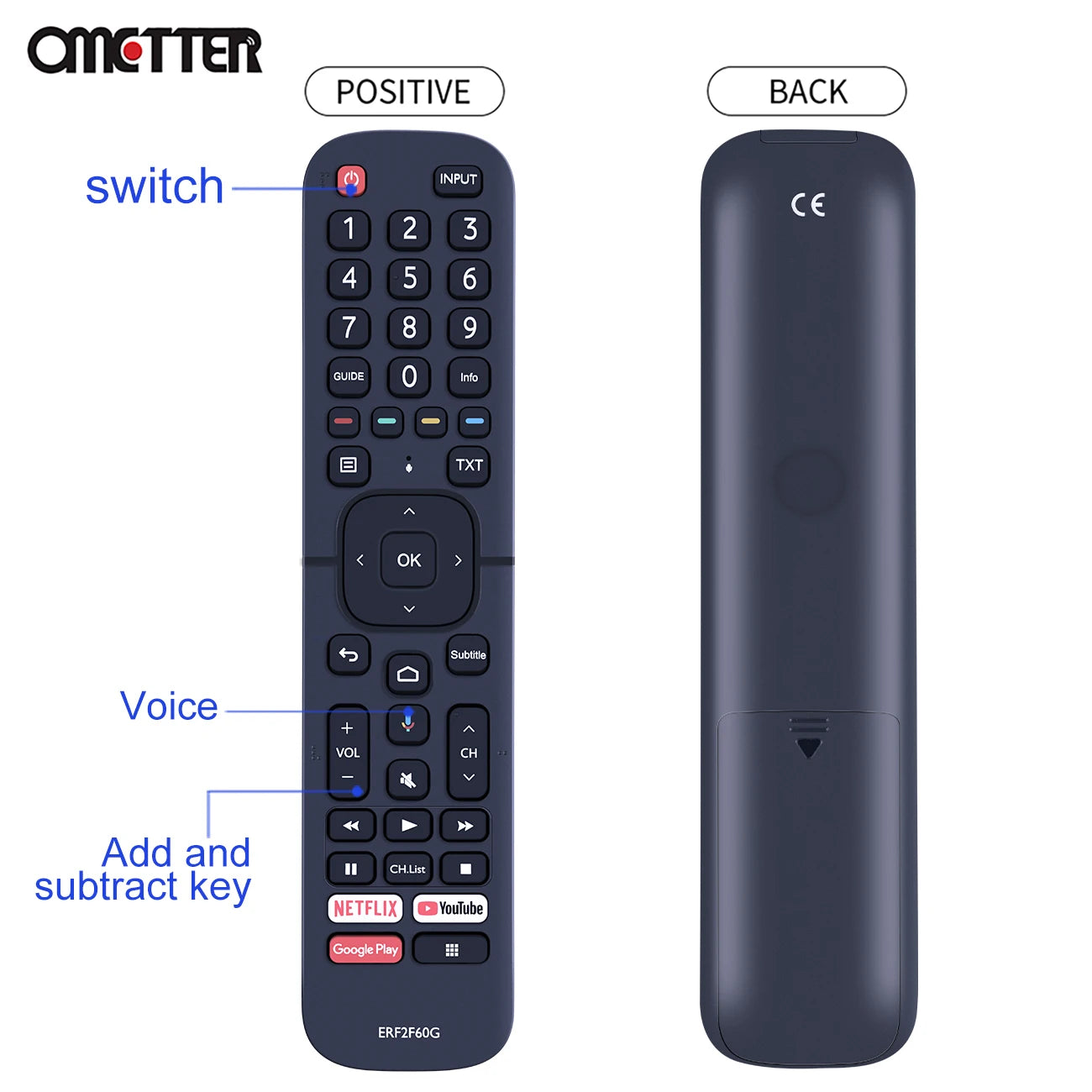 ERF2F60G ERF2F60H Voice Remote Control Fit for Hisense Smart 4K Android TV 9.0 Pie 32A56E 40A56E