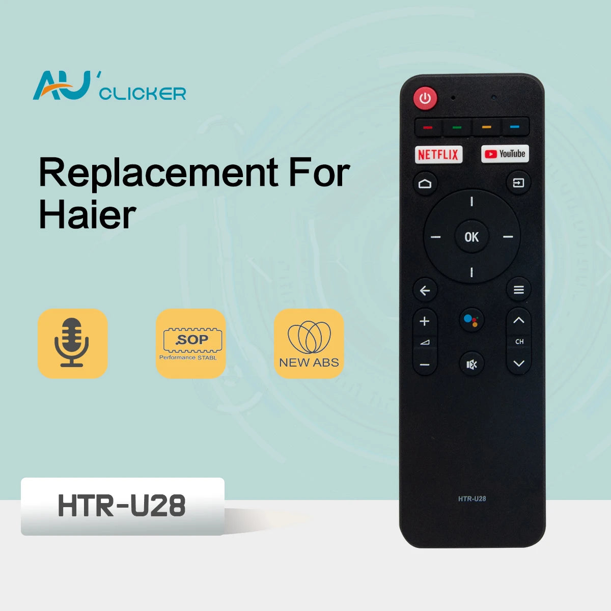 HTR-U28 Voice TV Remote Control Replace For Haier HTR-U28 H50S6UG H55S6UG H65S6UG 4K UHD Smart Android TV Remoto Control