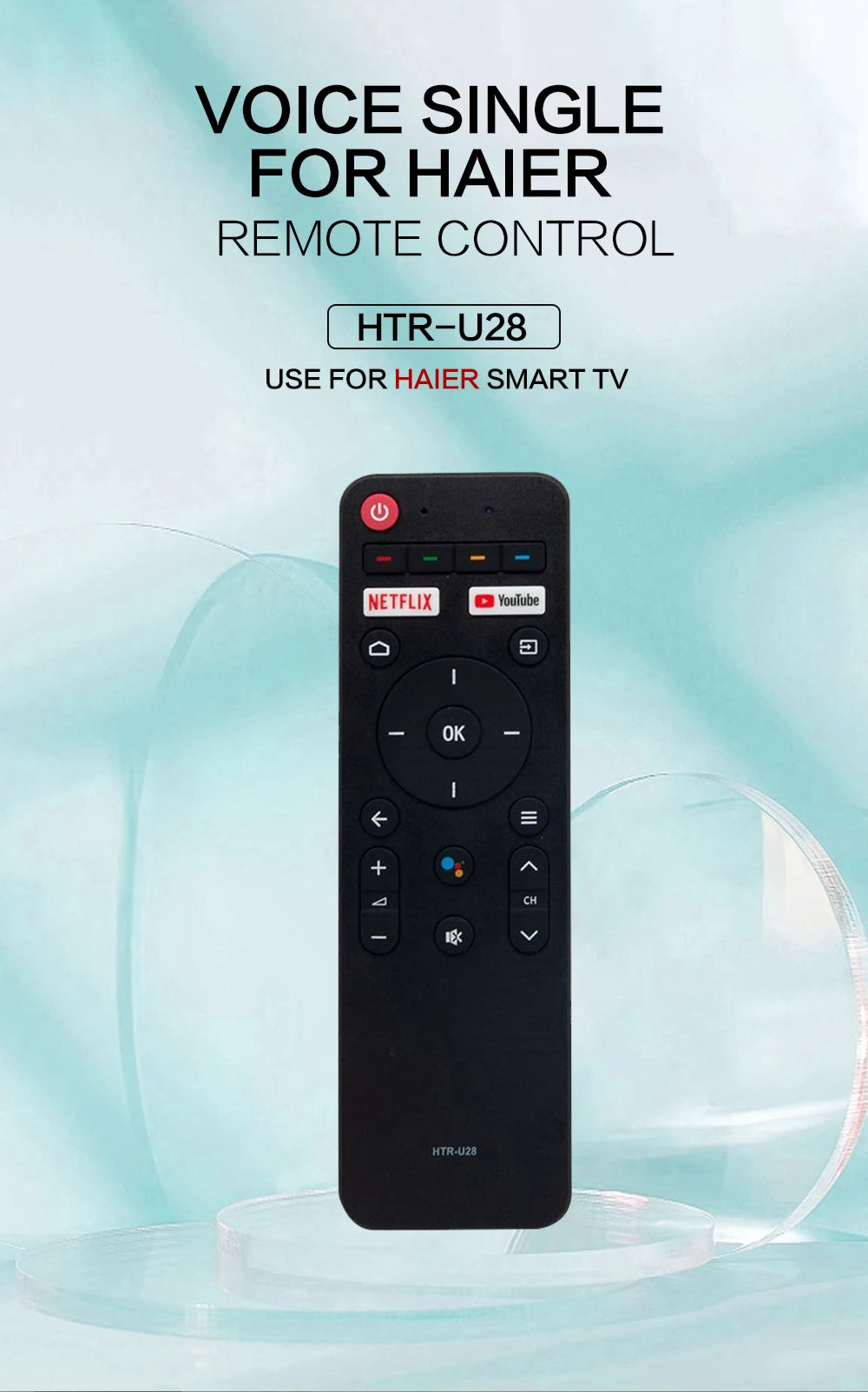 HTR-U28 Voice TV Remote Control Replace For Haier HTR-U28 H50S6UG H55S6UG H65S6UG 4K UHD Smart Android TV Remoto Control