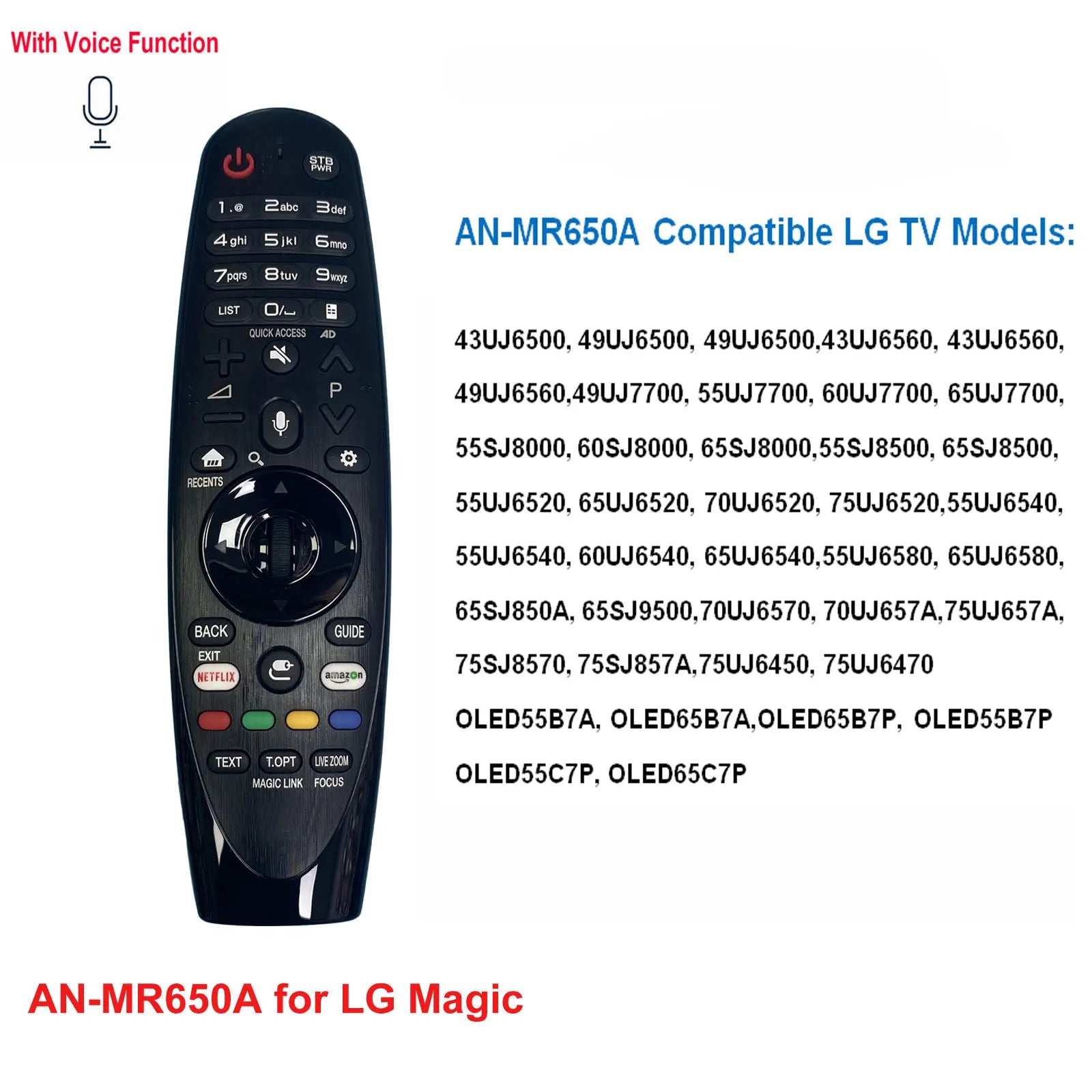 Voice Magic TV Remote Control Replacement for LG Smart TVs - Compatible with Models: AN-MR18BA, AN-MR19BA, MR20GA, AN-MR600, AN-MR650A