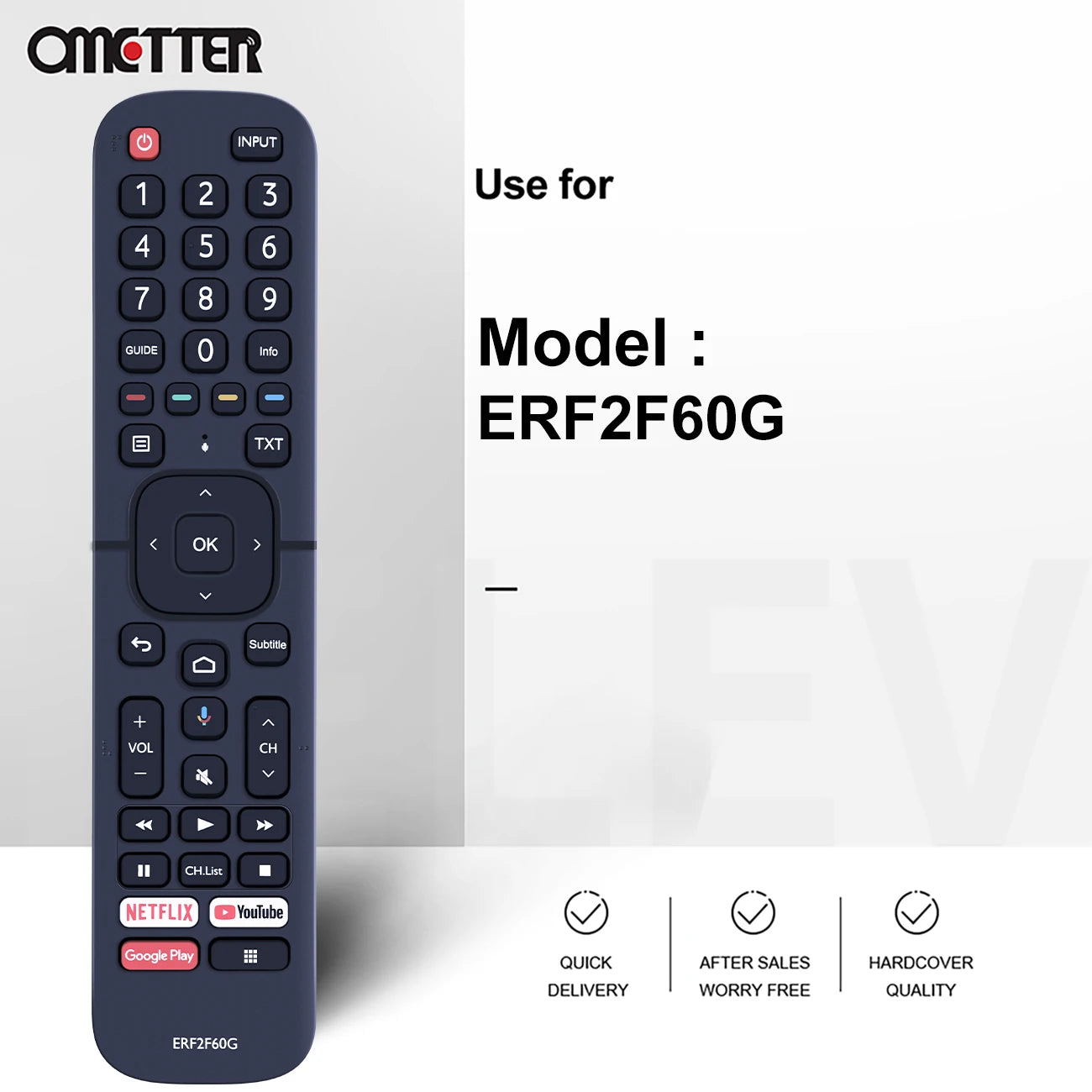 ERF2F60G ERF2F60H Voice Remote Control Fit for Hisense Smart 4K Android TV 9.0 Pie 32A56E 40A56E