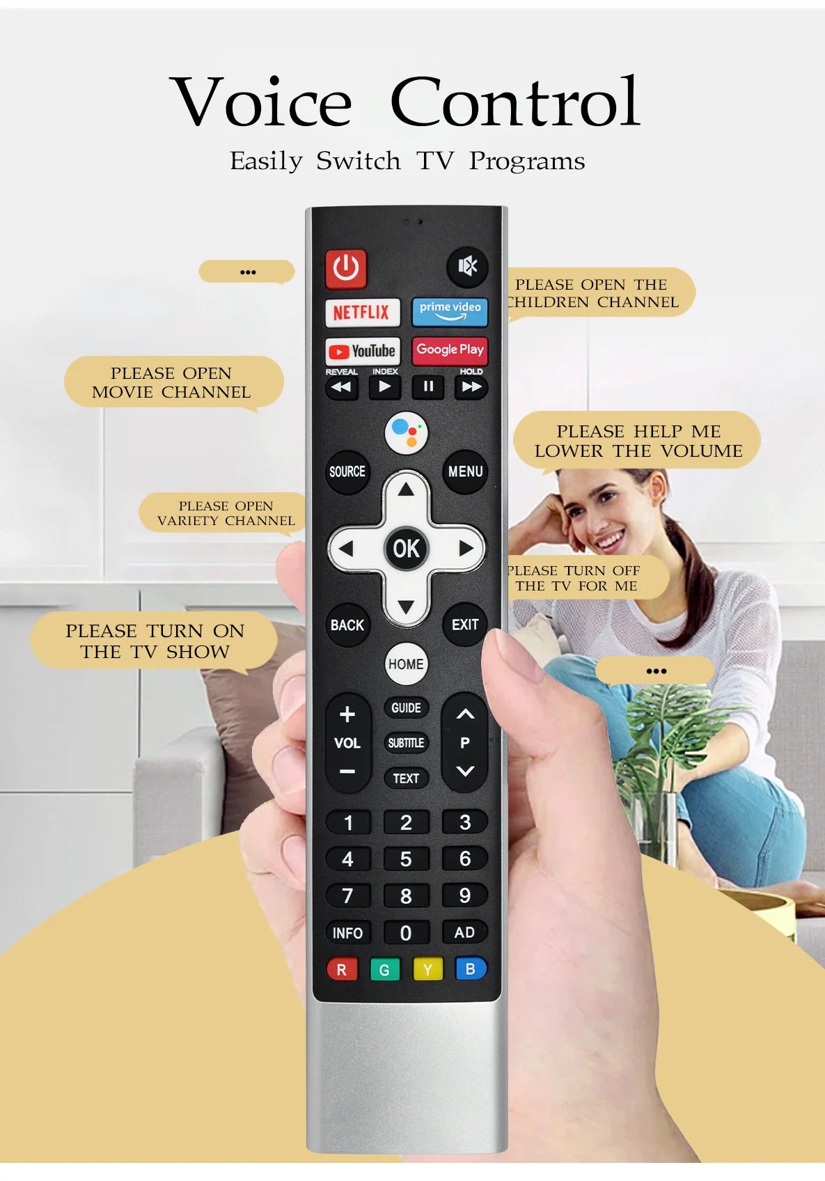 SW-V12 Replacement for Skyworth HOF21F428GPD10 536C-267A00-W010 536J-267A00-W000 Smart TV Voice Remote Control