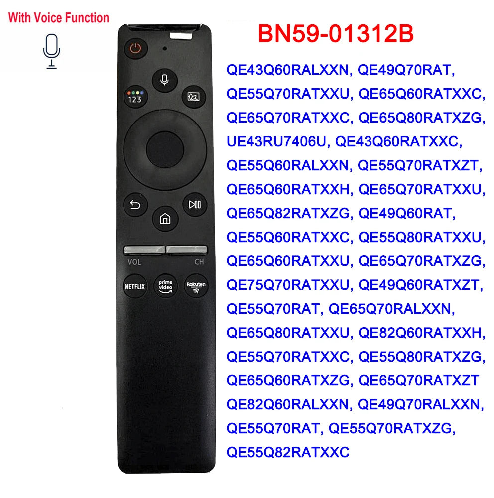 Original/Copy Voice Remote Control for Samsung Smart TVs Compatible with Models: BN59-01265A, BN59-01266A, BN59-01298C, BN59-01298G, BN59-01312B, BN59-01312F