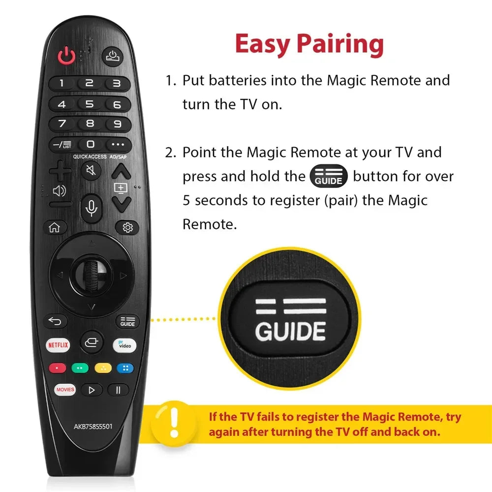 Replacement Magic Remote Control for LG Smart TVs (2017-2020 Models) - Compatible with UHD, OLED, QNED, NanoCell TVs - Includes Pointer and Voice Function