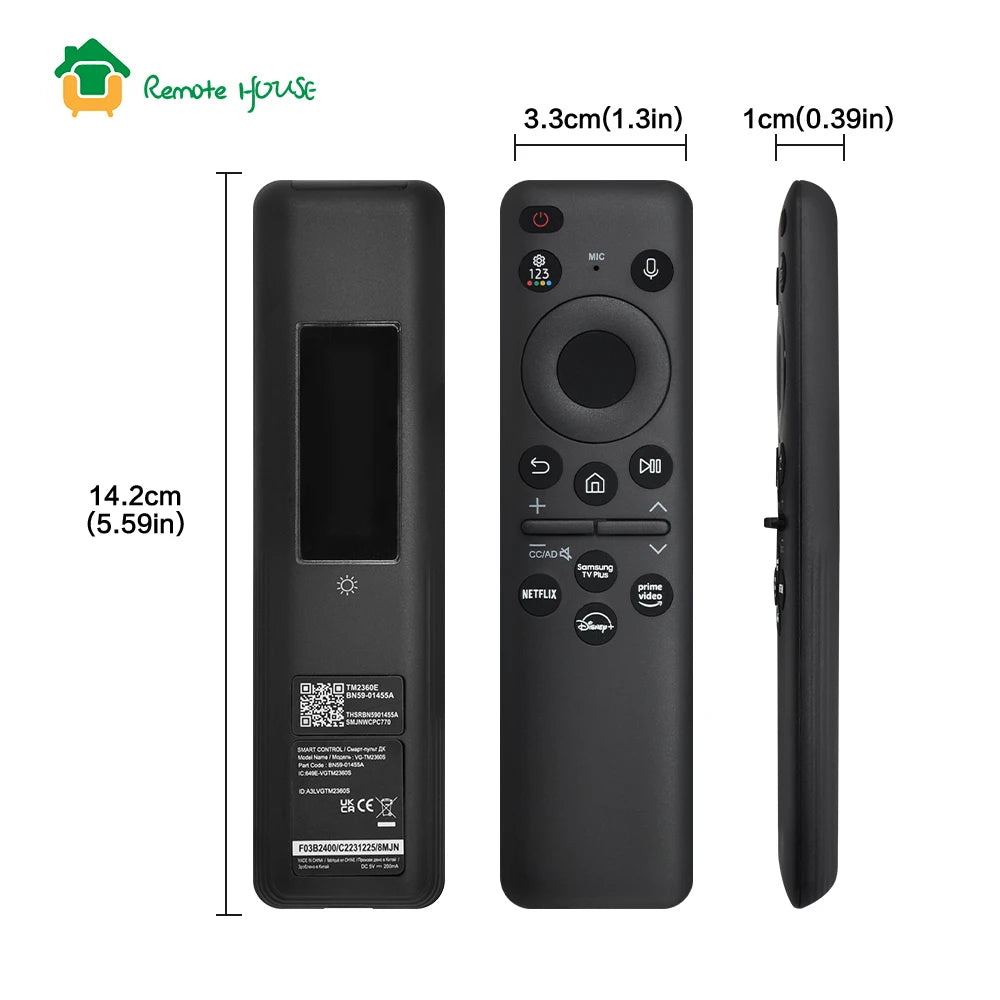 BN59-01455A Voice Smart TV Remote Control for 2024 Samsung TVs Solar Charging & Voice Control | Compatible with 43QN65Q72DDFXZA