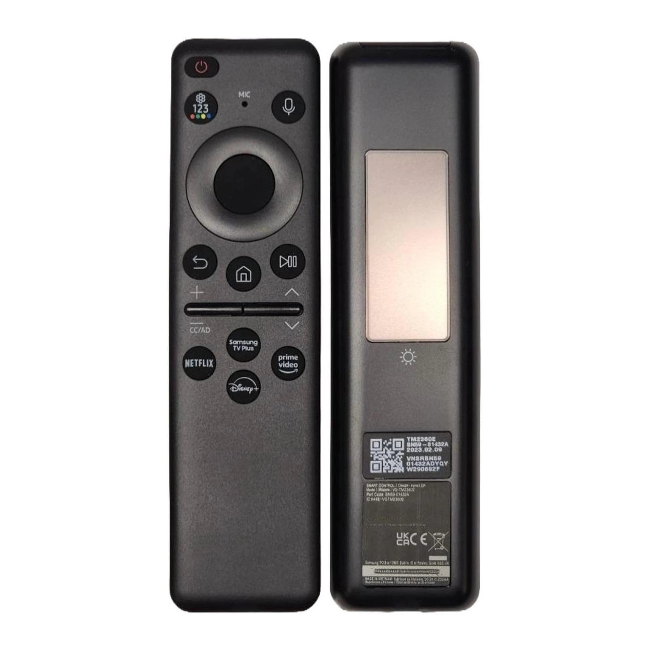 New BN59-01455A TM2360E Voice Solar Rechargeable Remote Control for 2024 Samsung TVs Compatible with Q90D, QNX1D, S85D, S90D, DU8000, QN900D