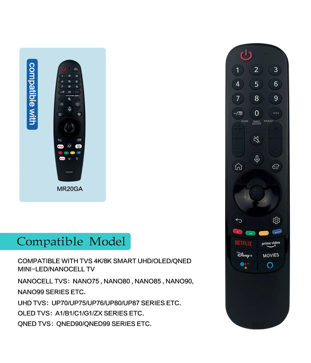 MR21GA Replace for AKB76036204  Magic Remote with Pointer Voice Function Replacement for TV UHD OLED QNED  4K 8K Smart TV