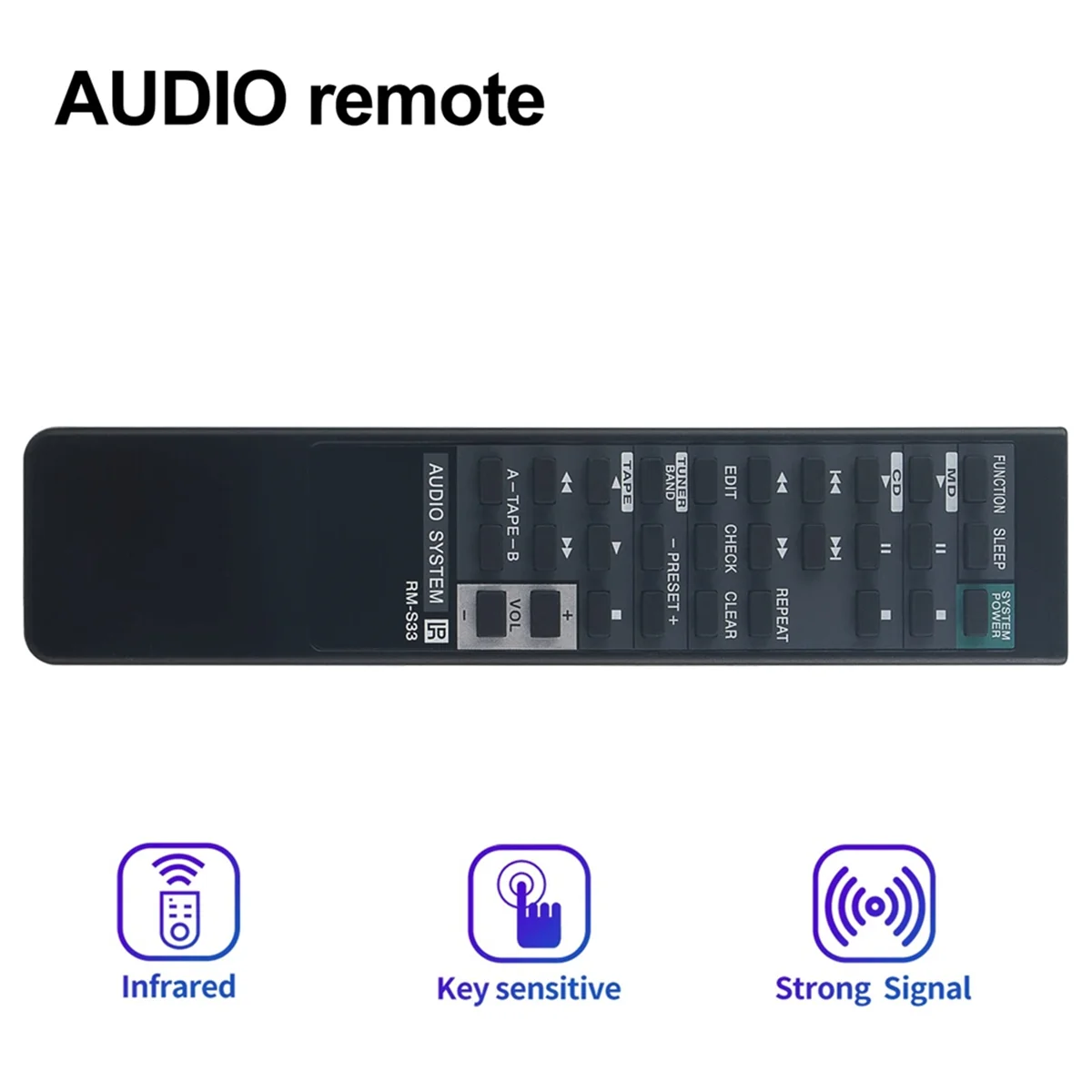 RM-S33 Remote Control for Sony Audio System HCDH801 MHC701 MHC-701 MHC-801 MHC-S30 MHC801 MHCS30 STD777ES