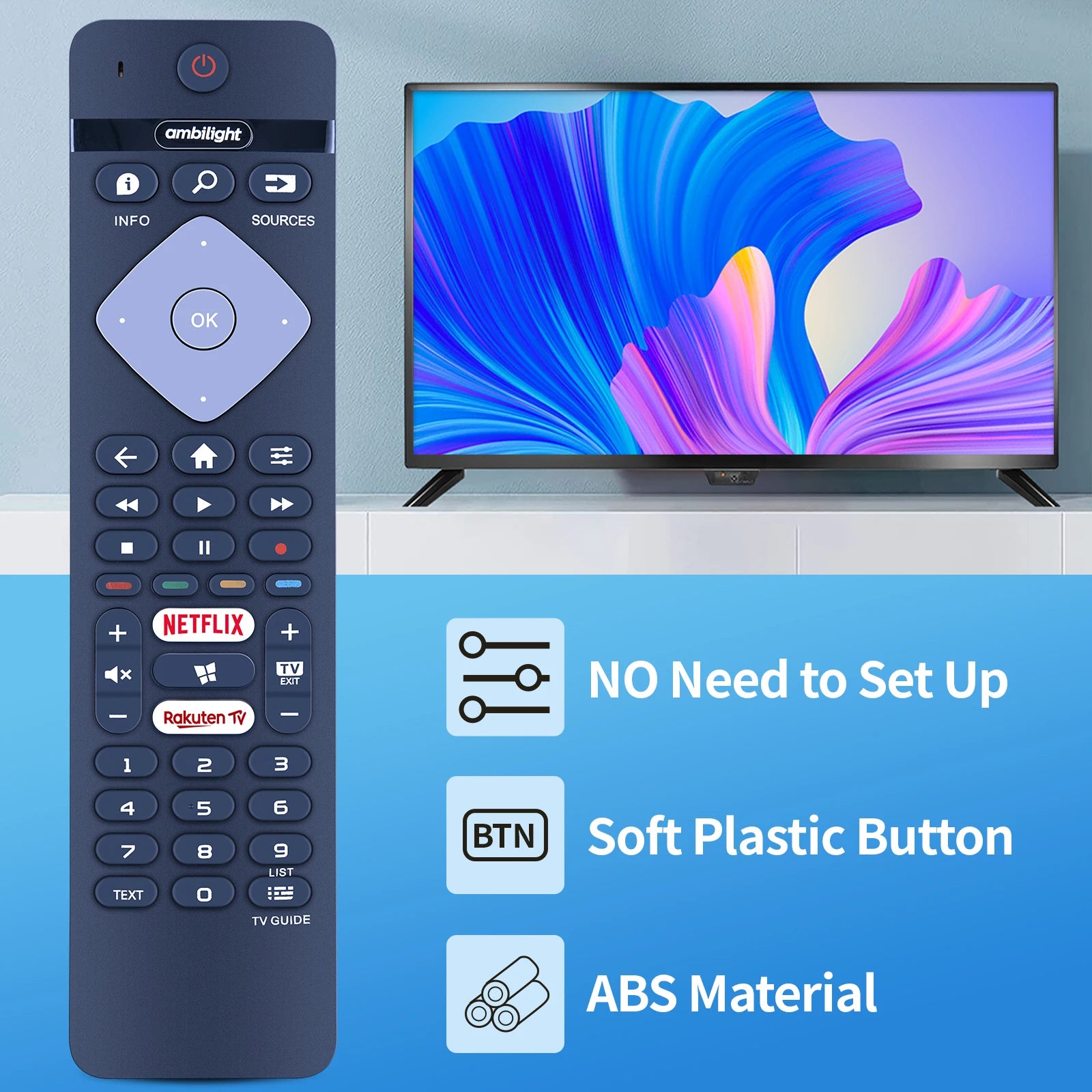 BRC0884402/01 Remote Control for Philips Ambilight 4K Smart LED TVs