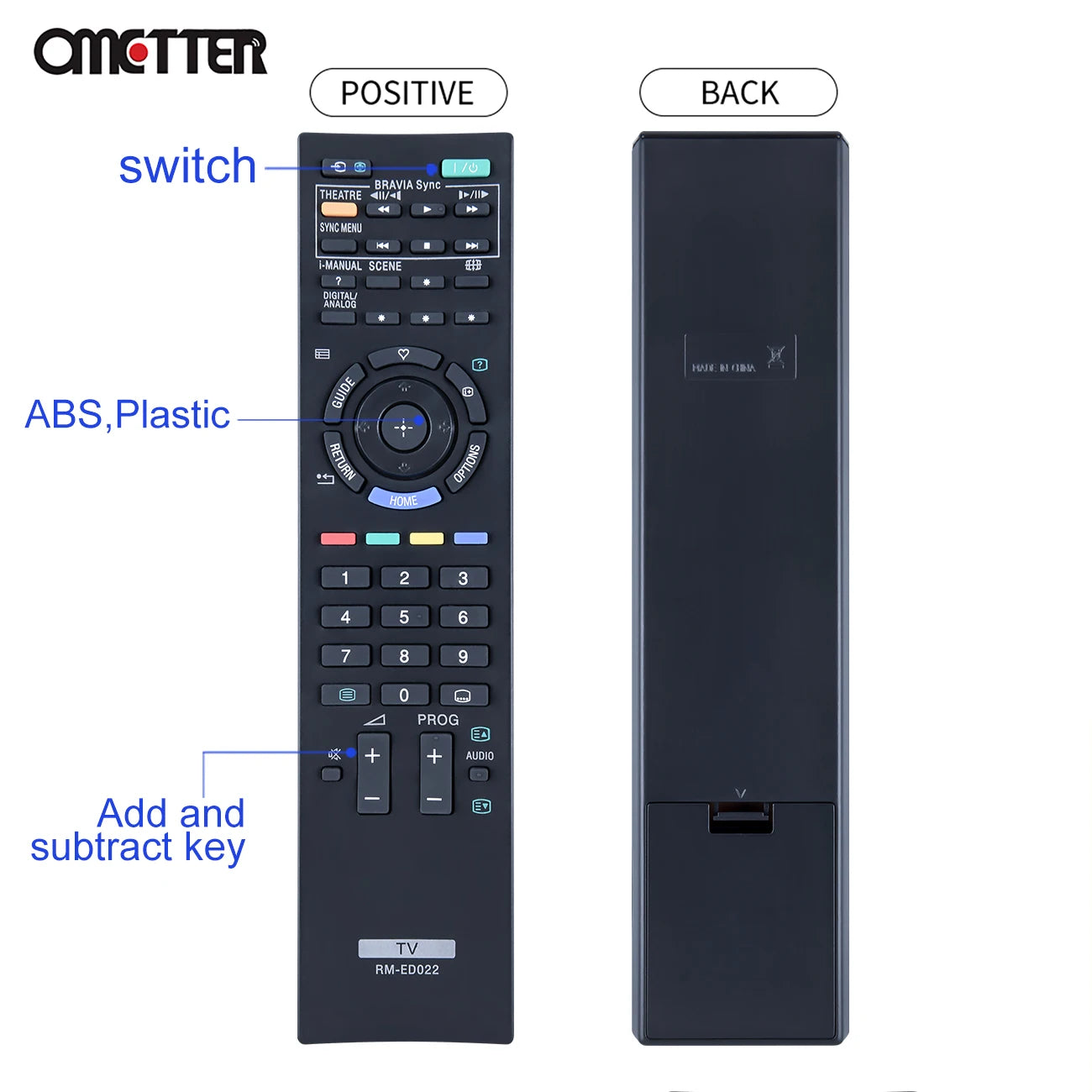 RM-ED022 for Sony TV Remote Control KDL-37EX402 KDL-32BX300 KDL-32NX500 KDL-40NX500 KDL-32BX400 KDL-40BX400 KDL-22EX302