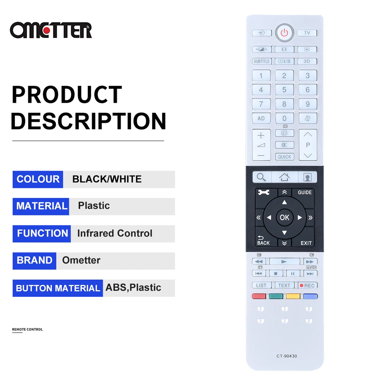 Toshiba TV Remote Control Ultra HD 4K CT-90427 CT-90428 CT 90326 CT-90430 CT-90444 CT-90429