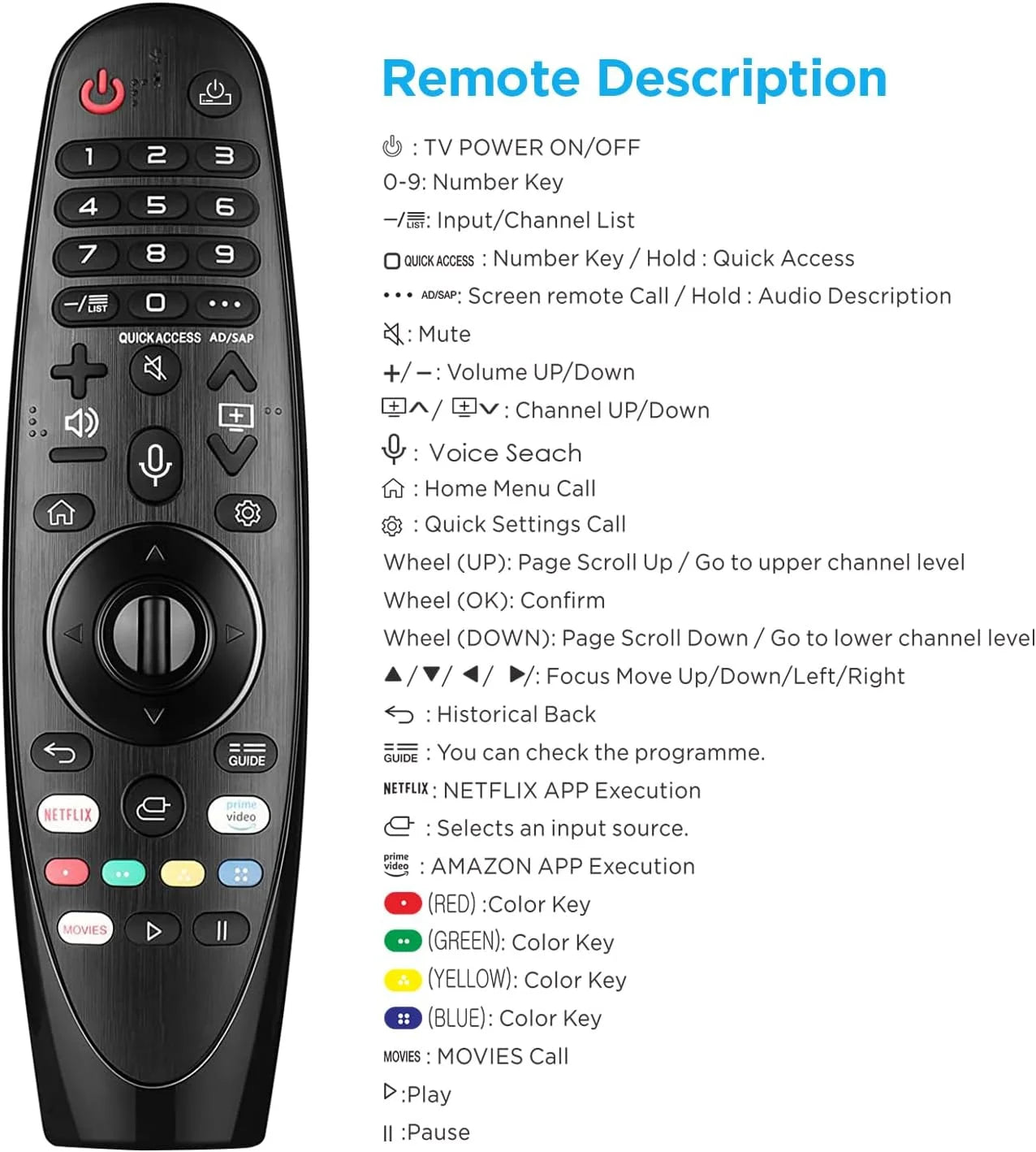 Universal LG Smart TV Remote   with Voice Function for  AN‑MR600 AN‑MR600G AM‑HR600 AM‑HR650A