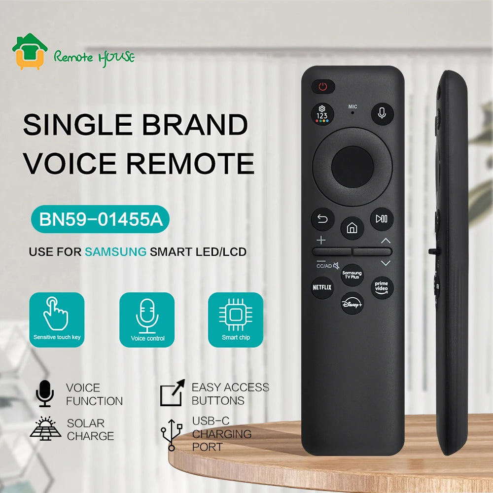 BN59-01455A Voice Smart TV Remote Control for 2024 Samsung TVs Solar Charging & Voice Control | Compatible with 43QN65Q72DDFXZA